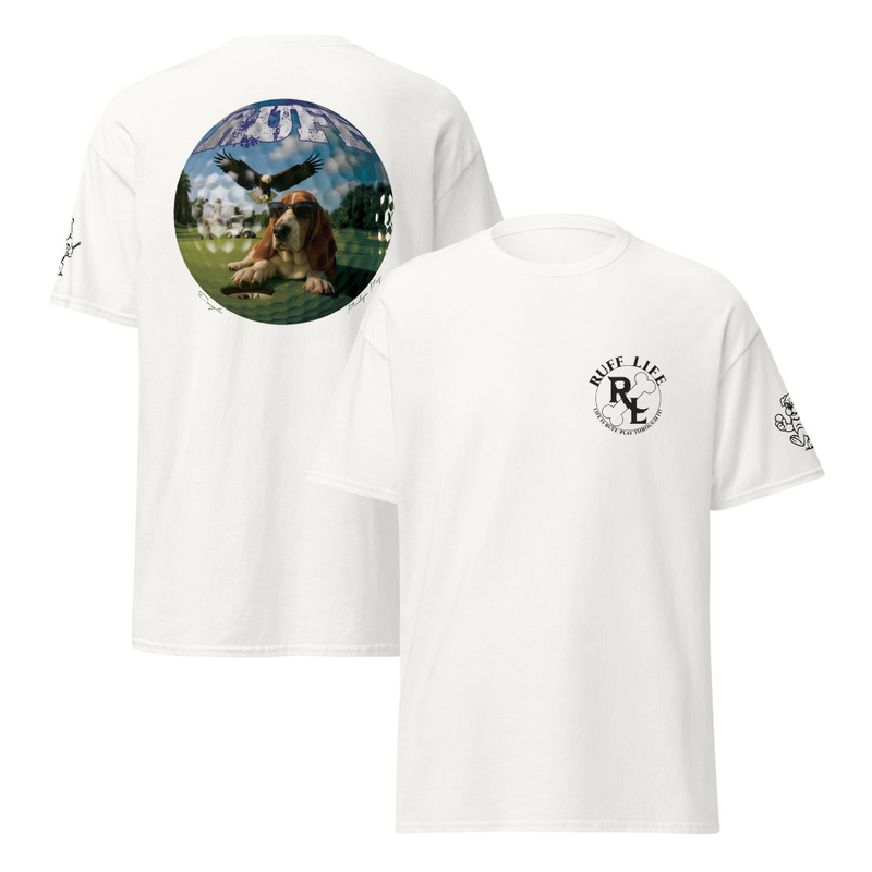 Ruff Life's "Eagle" Bassett Hound Golf T-Shirt