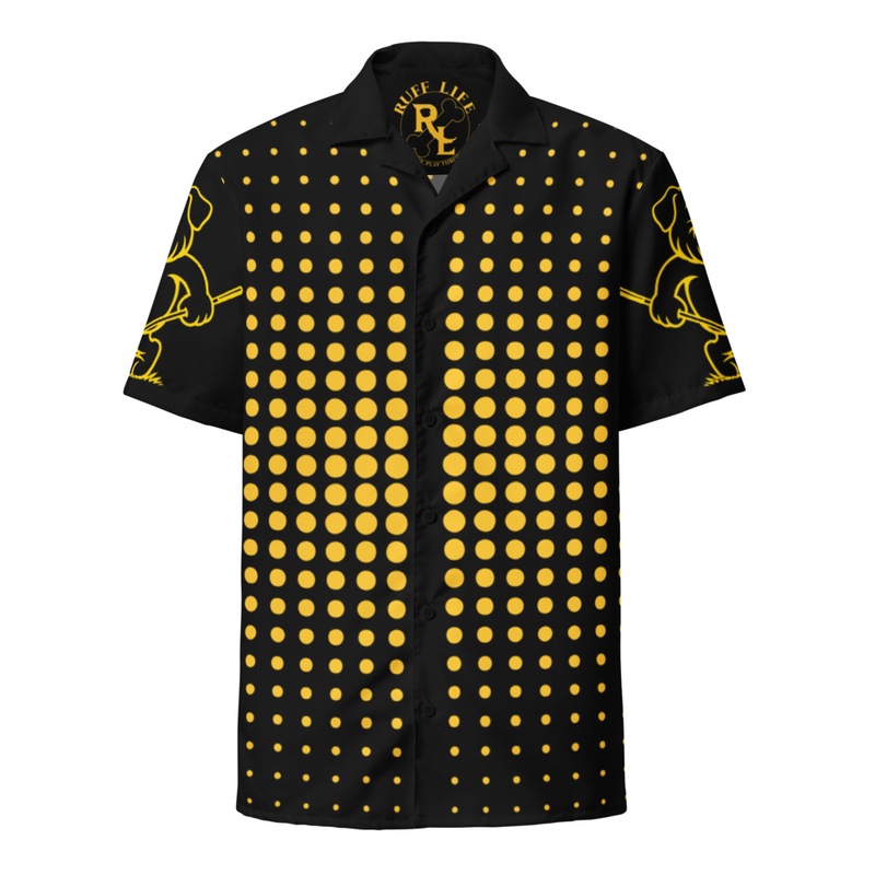 Ruff Life "Fade" Gold on Black Button Up Golf Shirt