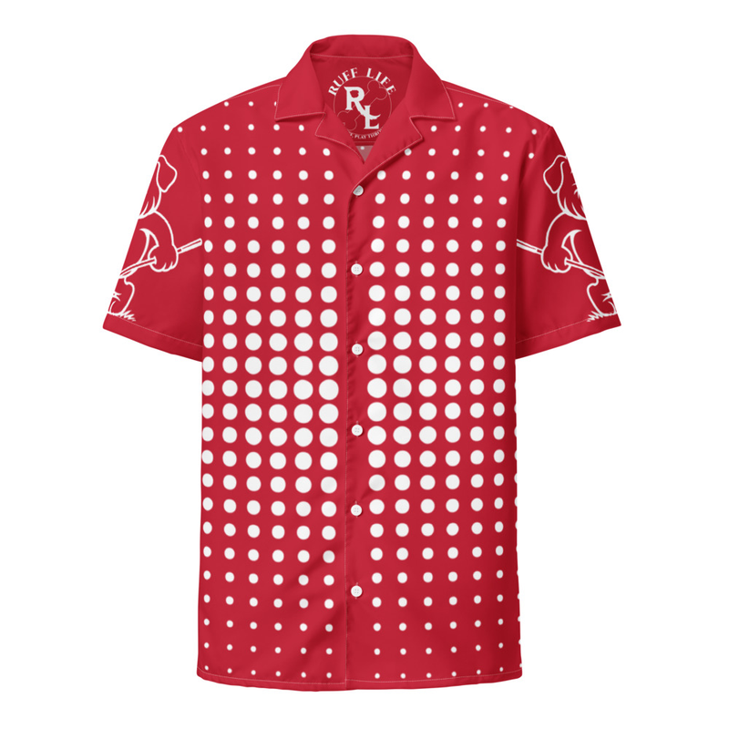 Ruff Life's "Fade" White on Red Button Up Golf Shirt