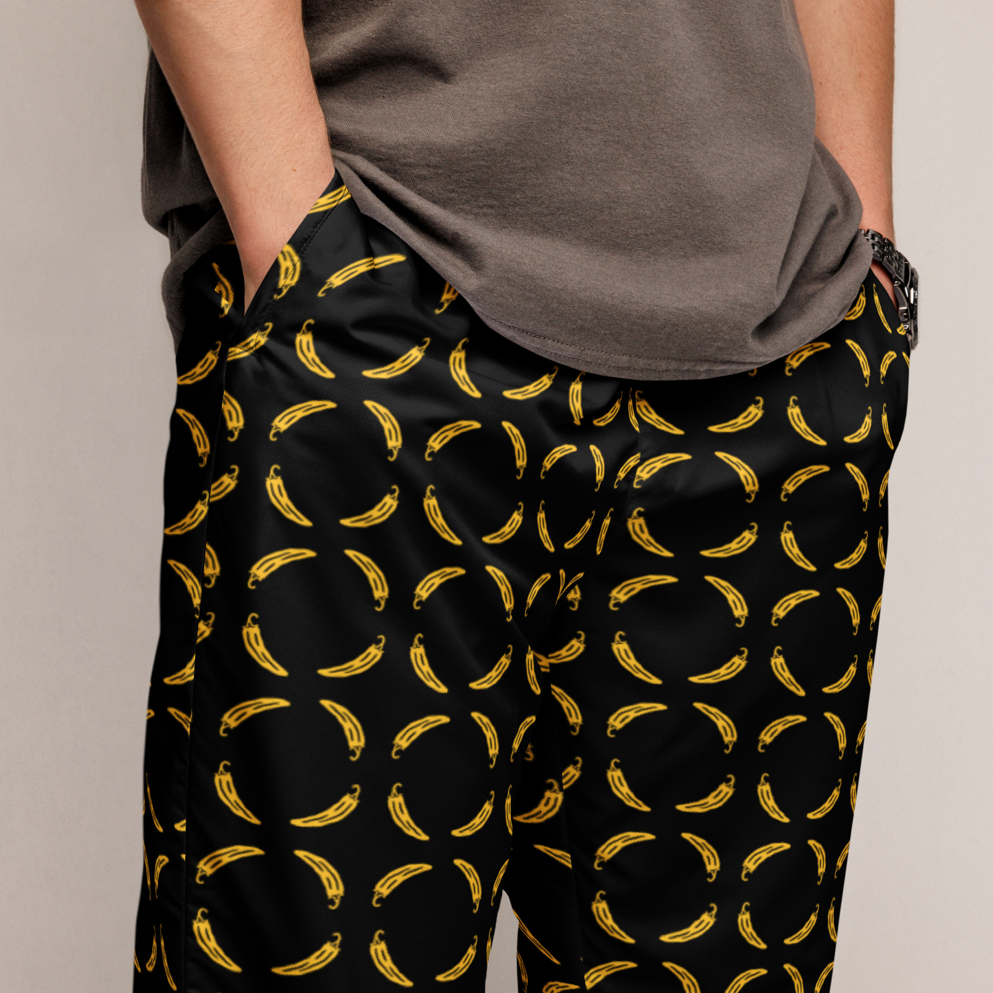 Ruff Life "Chili Dipper" Yellow on Black Unisex golf pants