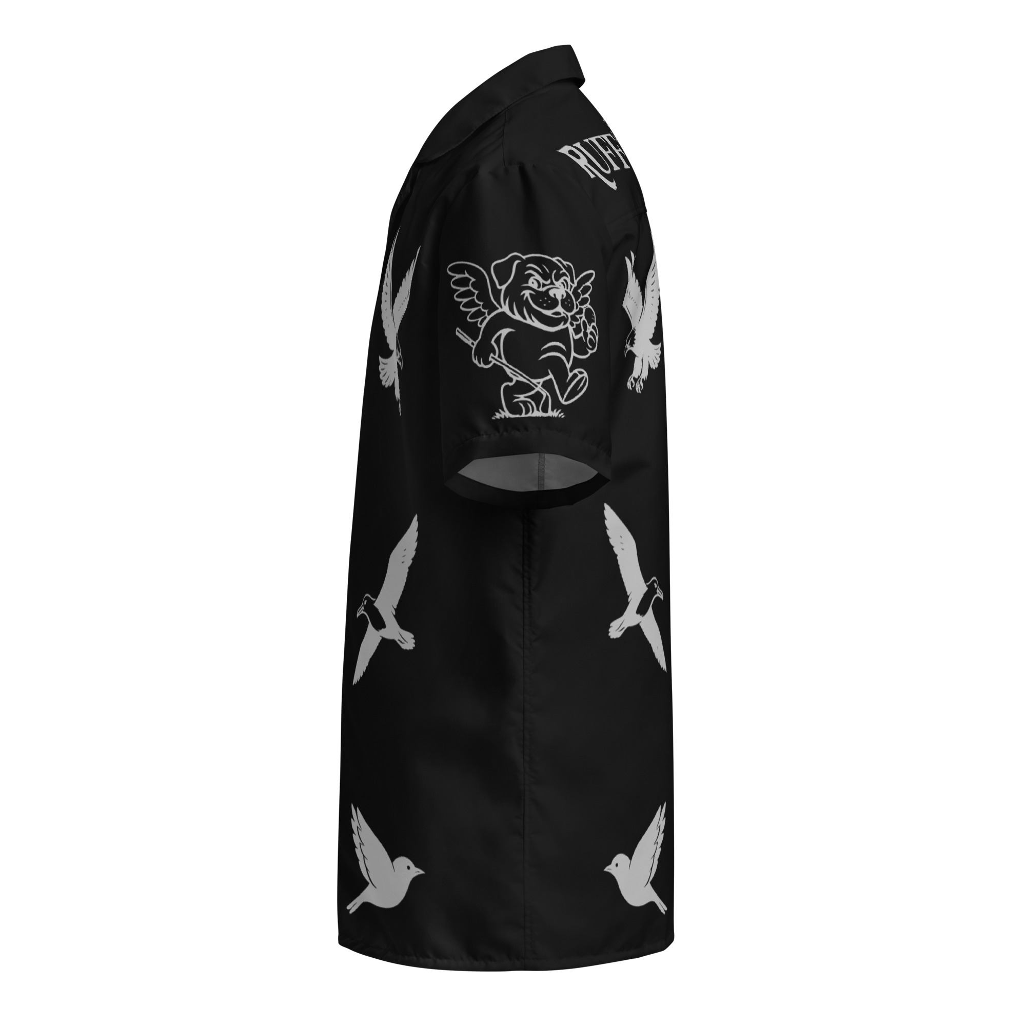 Ruff Life's "Chasing Birdies" Golf Shirt (Silver on Black)