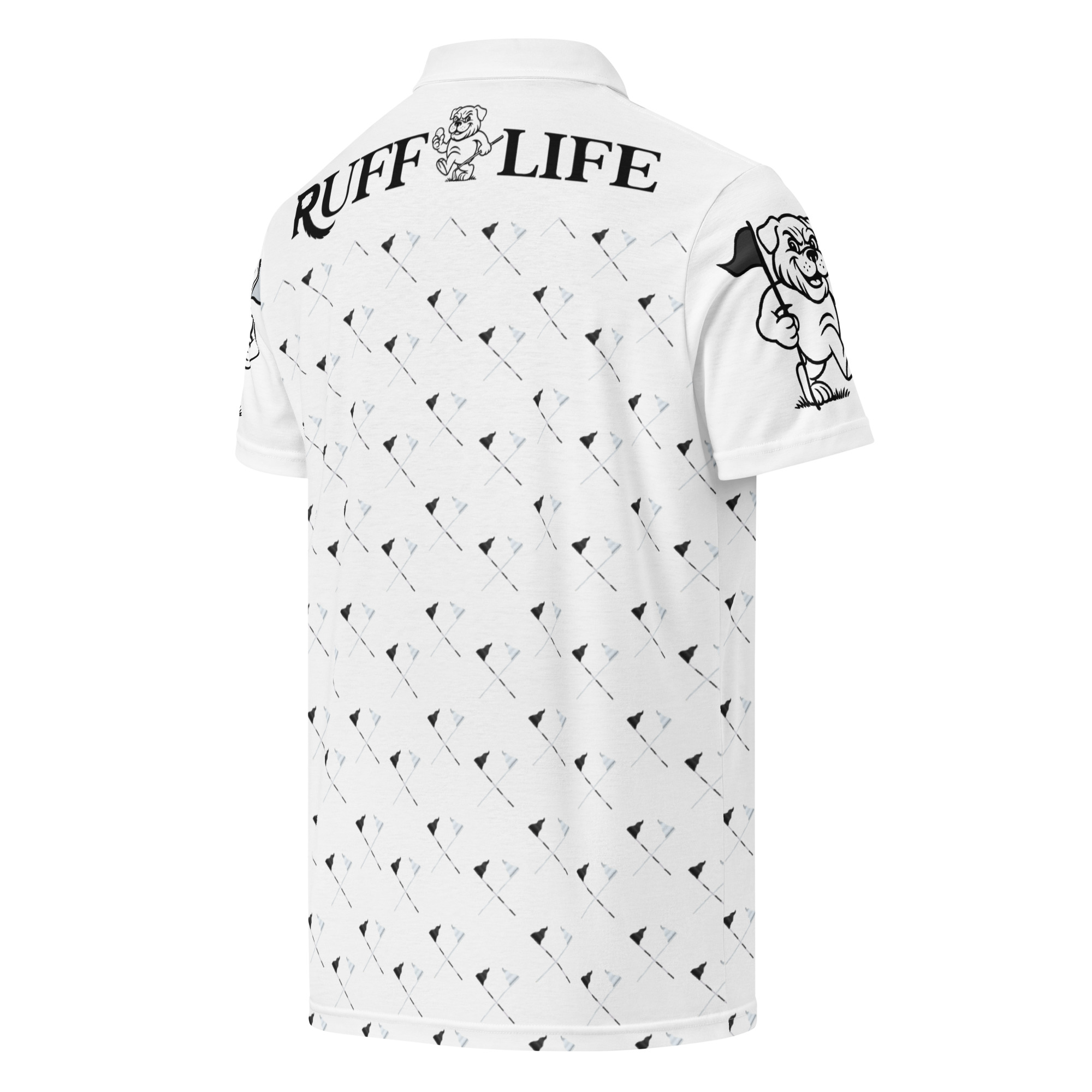 Ruff Life's "Pull the Pin" Golf Polo (Black and Silver)
