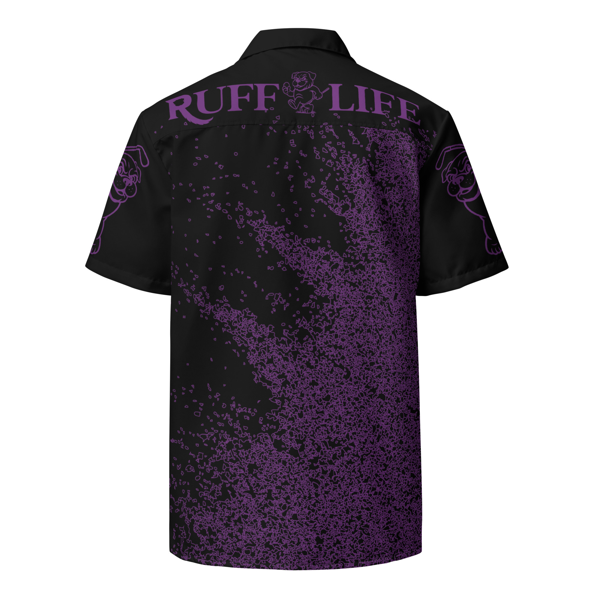 Ruff Life's "Blast Shot" Golf Shirt (Purple on Black)