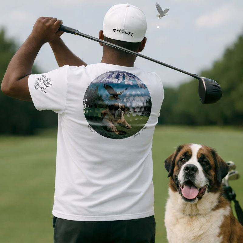 Ruff Life's "Eagle" Saint Bernard Golf T-Shirt