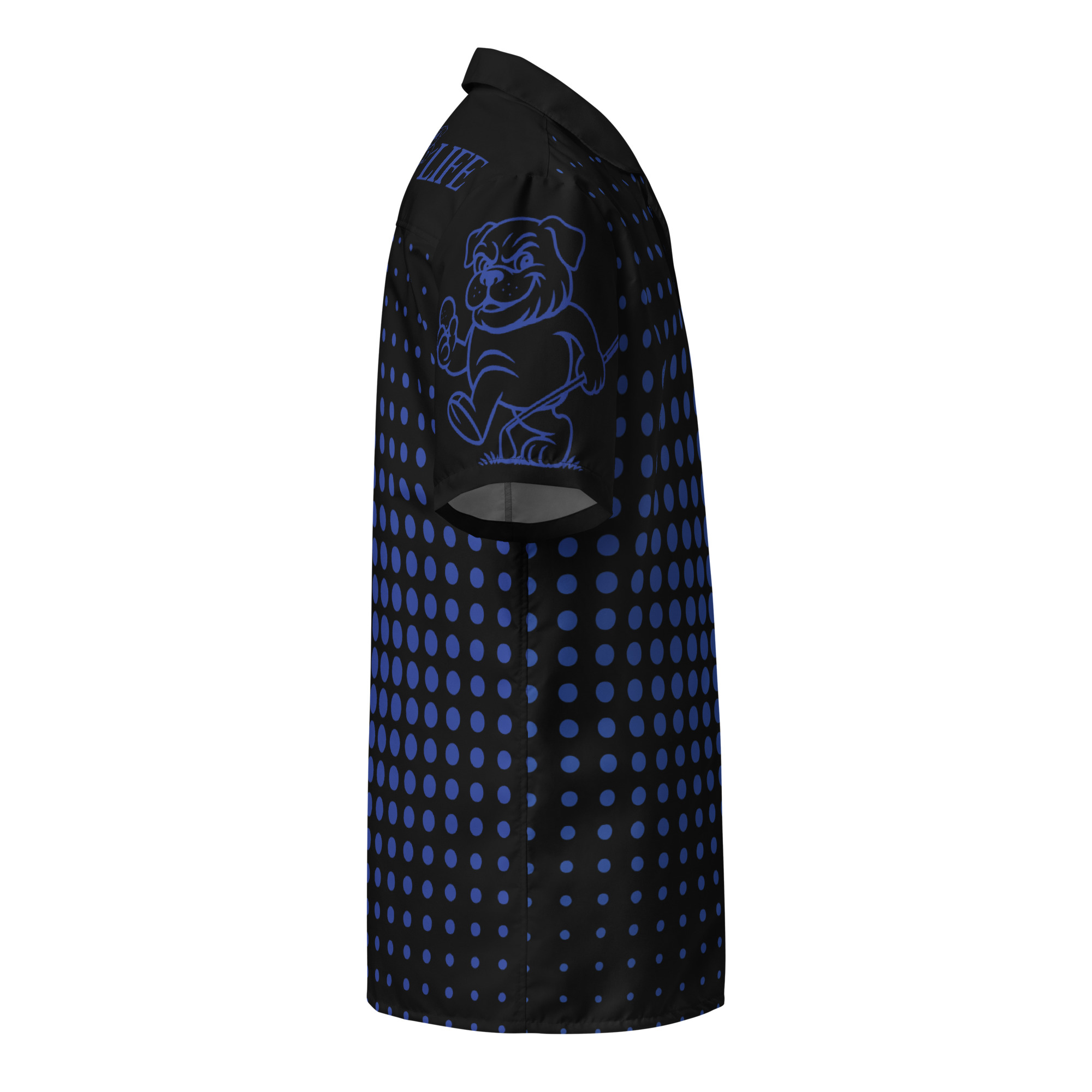 Ruff Life "Fade" Blue on Black Button Up Golf Shirt