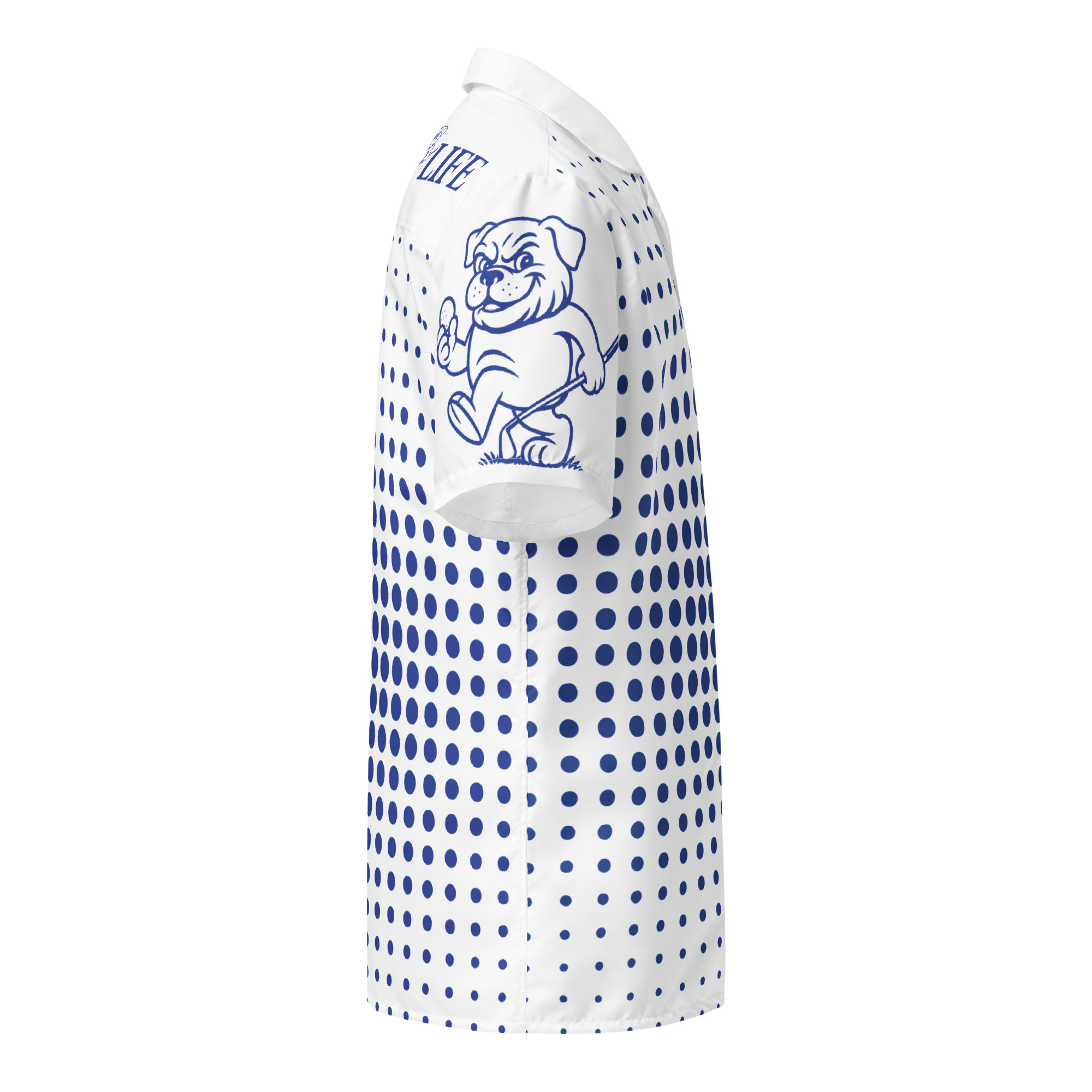 Ruff Life "Fade" Blue on White Button Up Golf Shirt