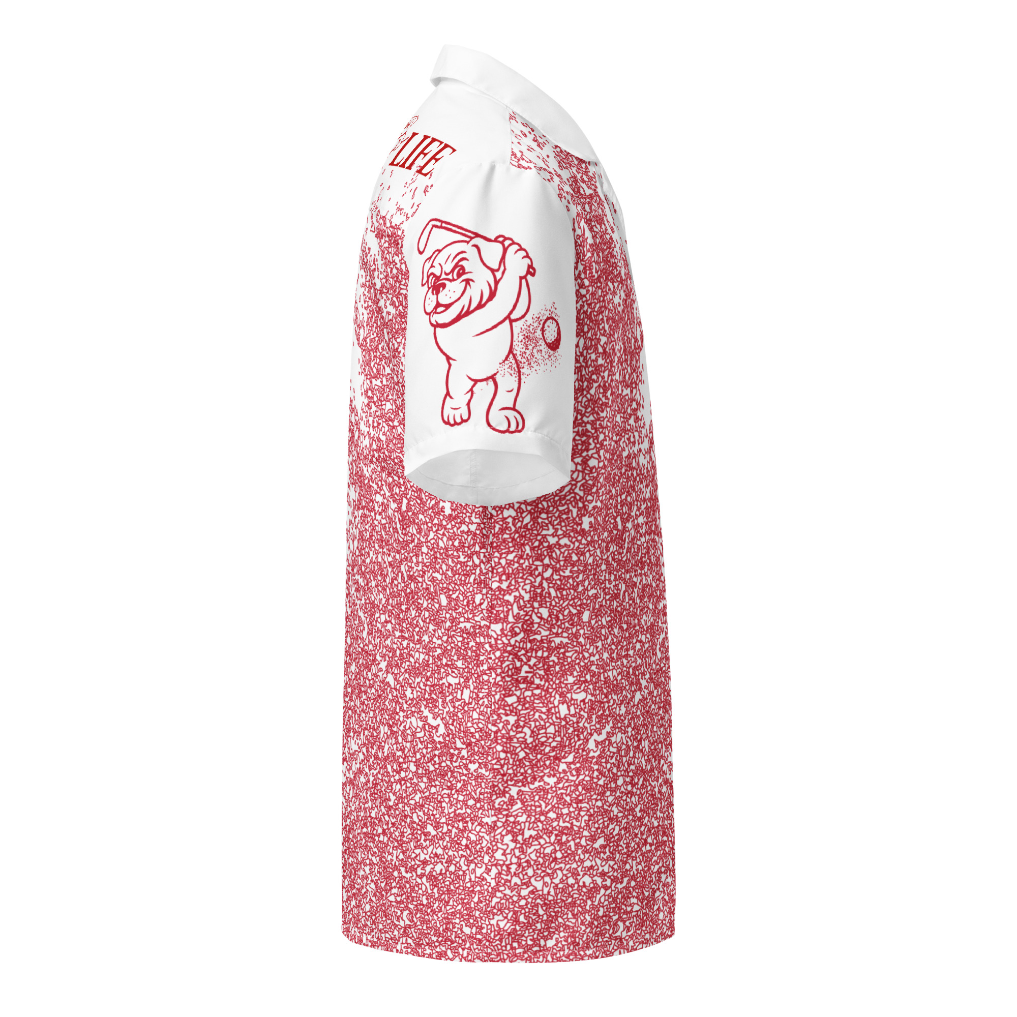 Ruff Life "Blast Shot" Golf Shirt (Red on White)