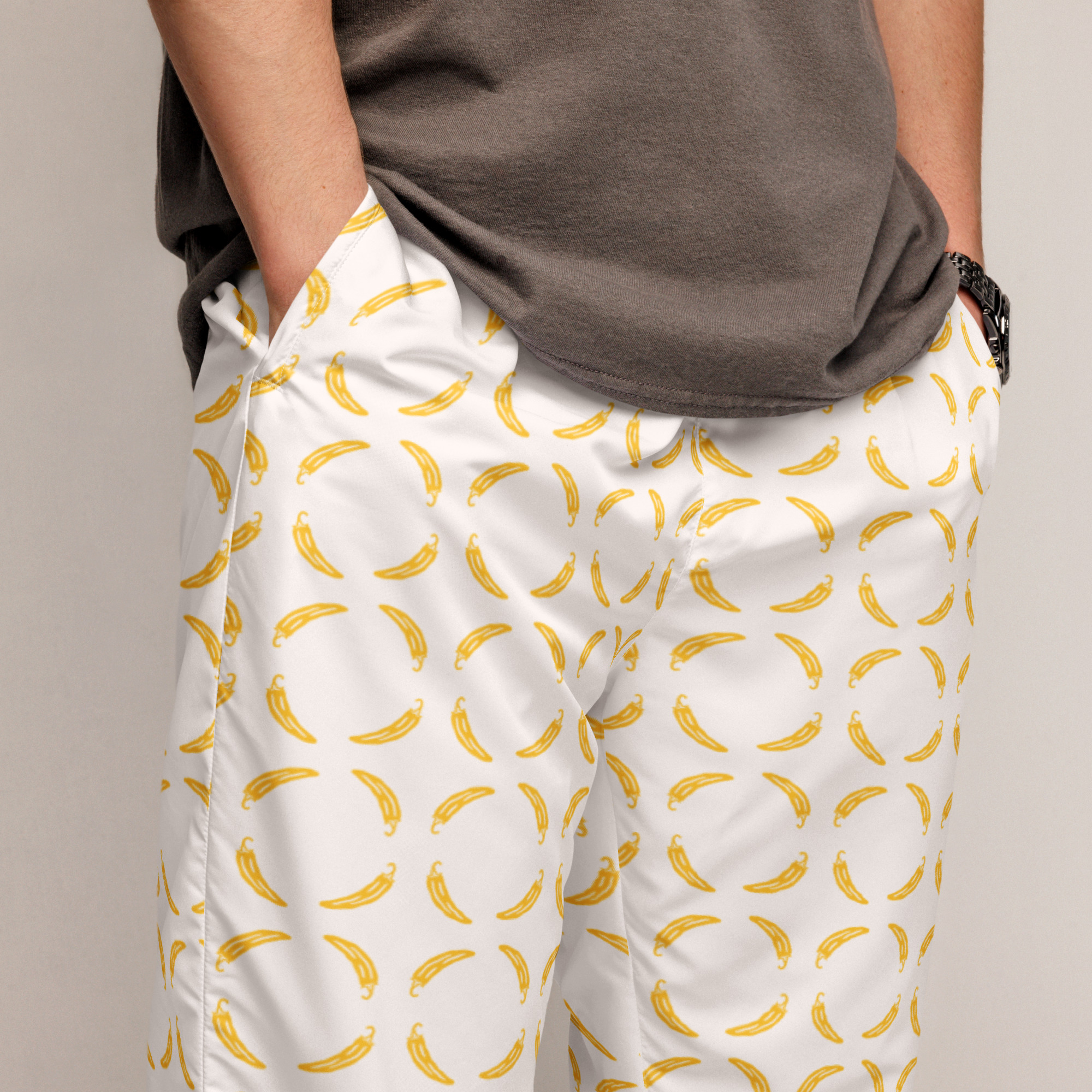 Ruff Life "Chili Dipper" Yellow on White Unisex golf pants