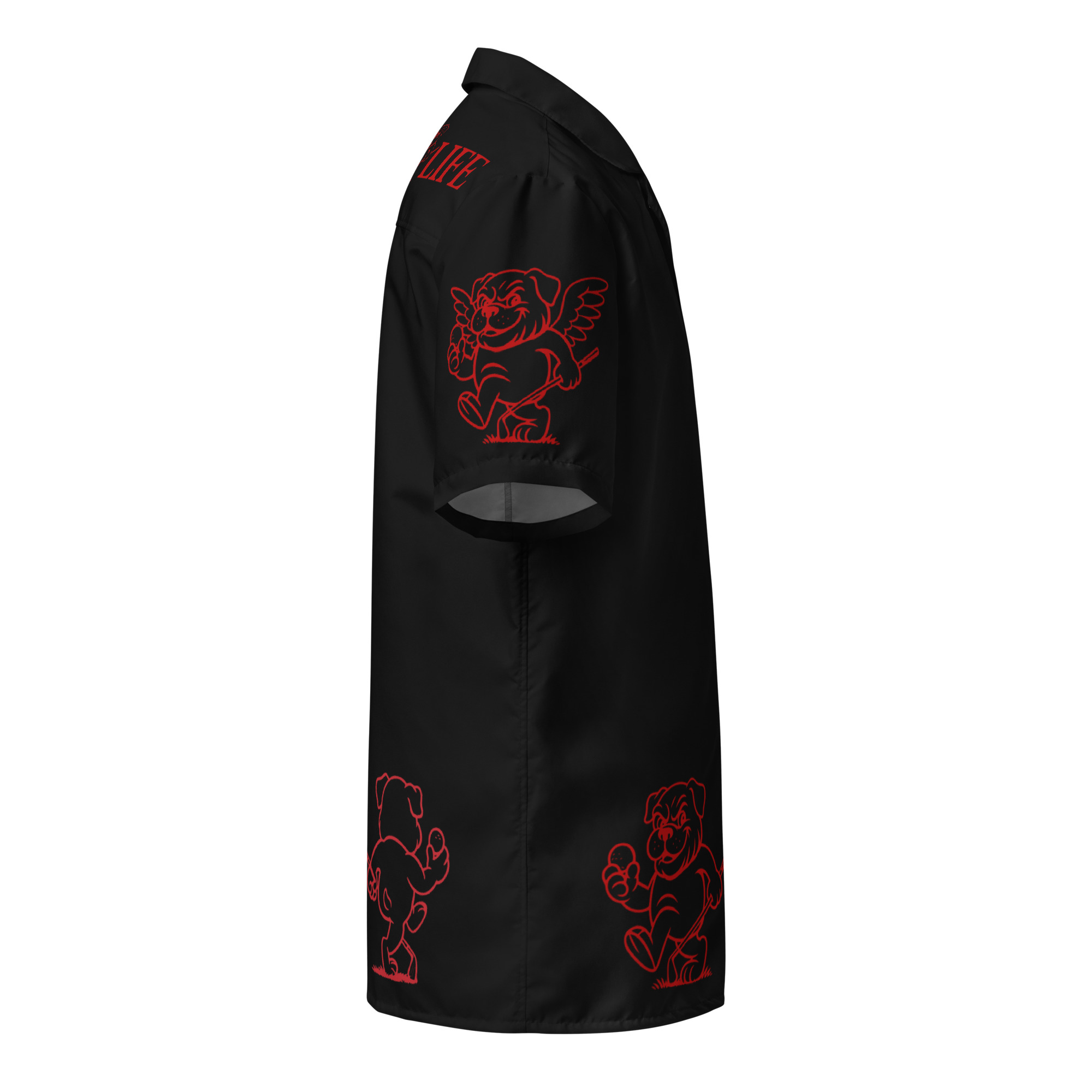 Ruff Life's "Chasing Birdies" Golf Shirt (Red on Black)