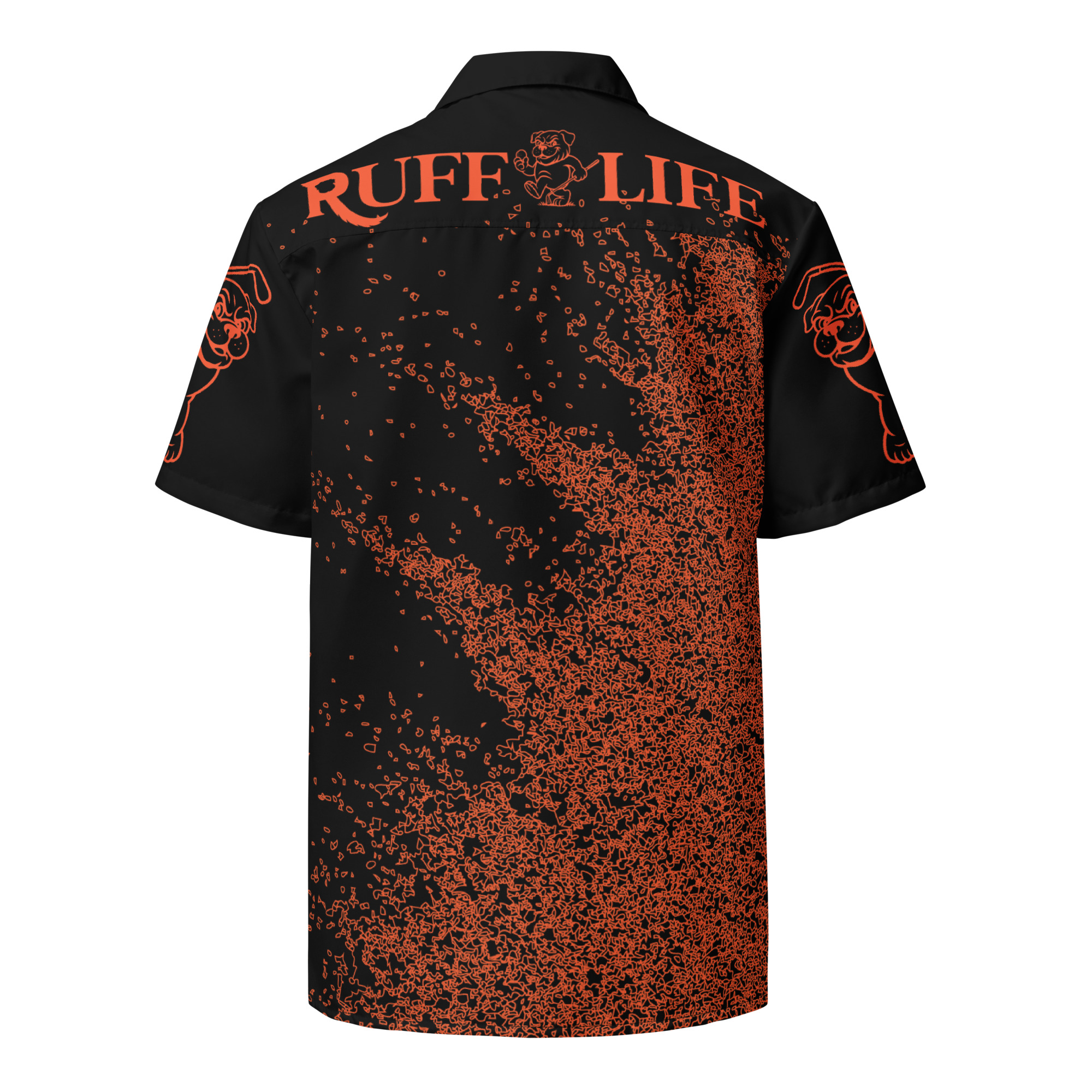 Ruff Life's "Blast Shot" Golf Shirt (Orange on Black)