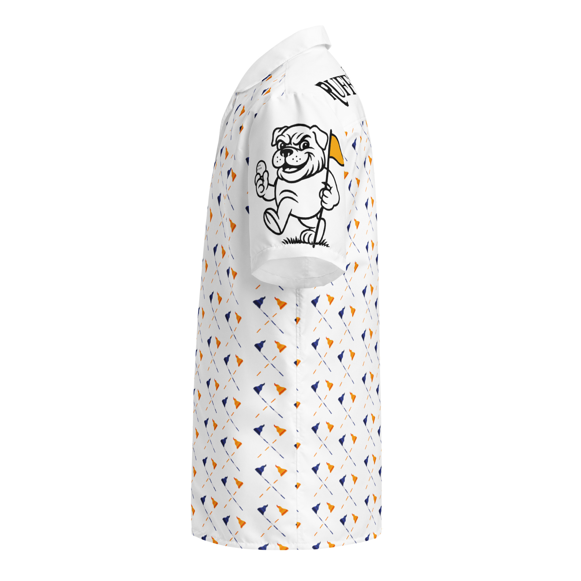 Ruff Life's "Pull the Pin" Golf Shirt (Blue and Orange)