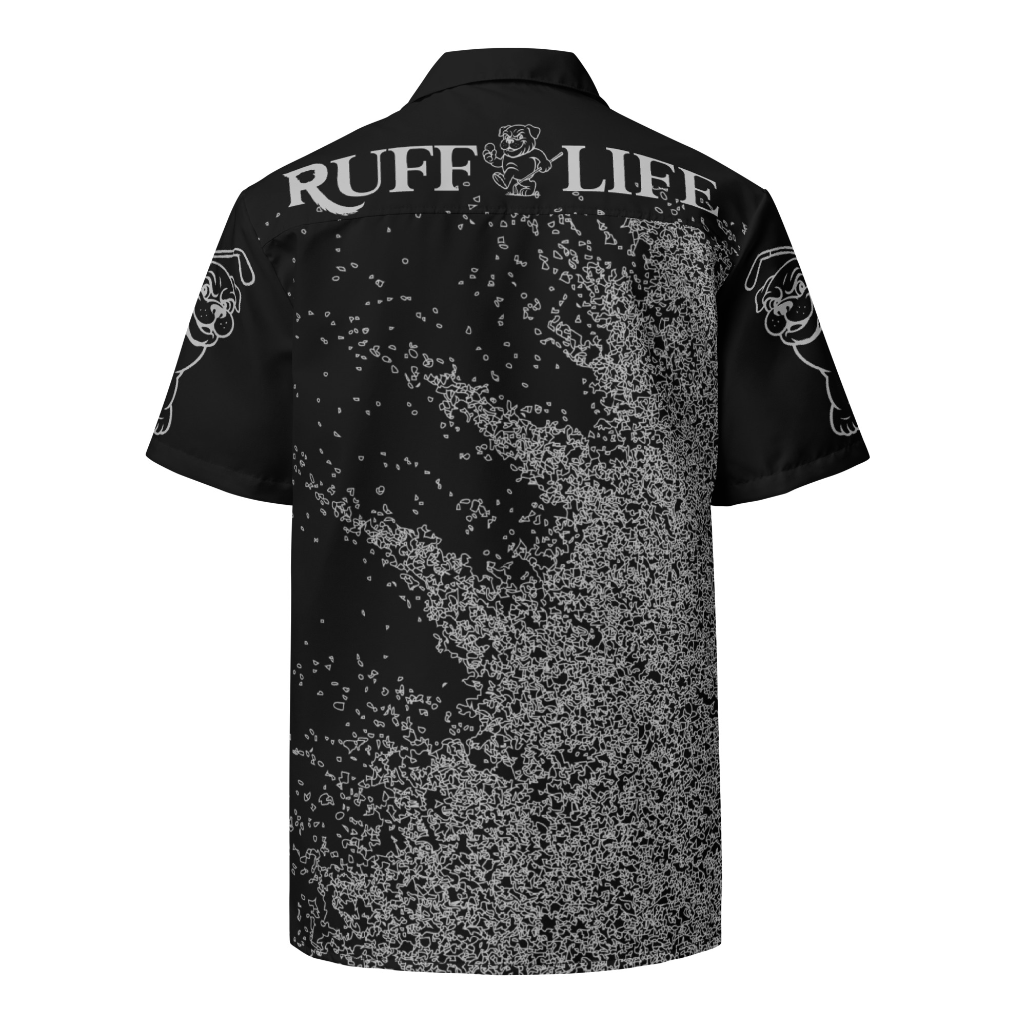 Ruff Life's "Blast Shot" Golf Shirt (Silver on Black)