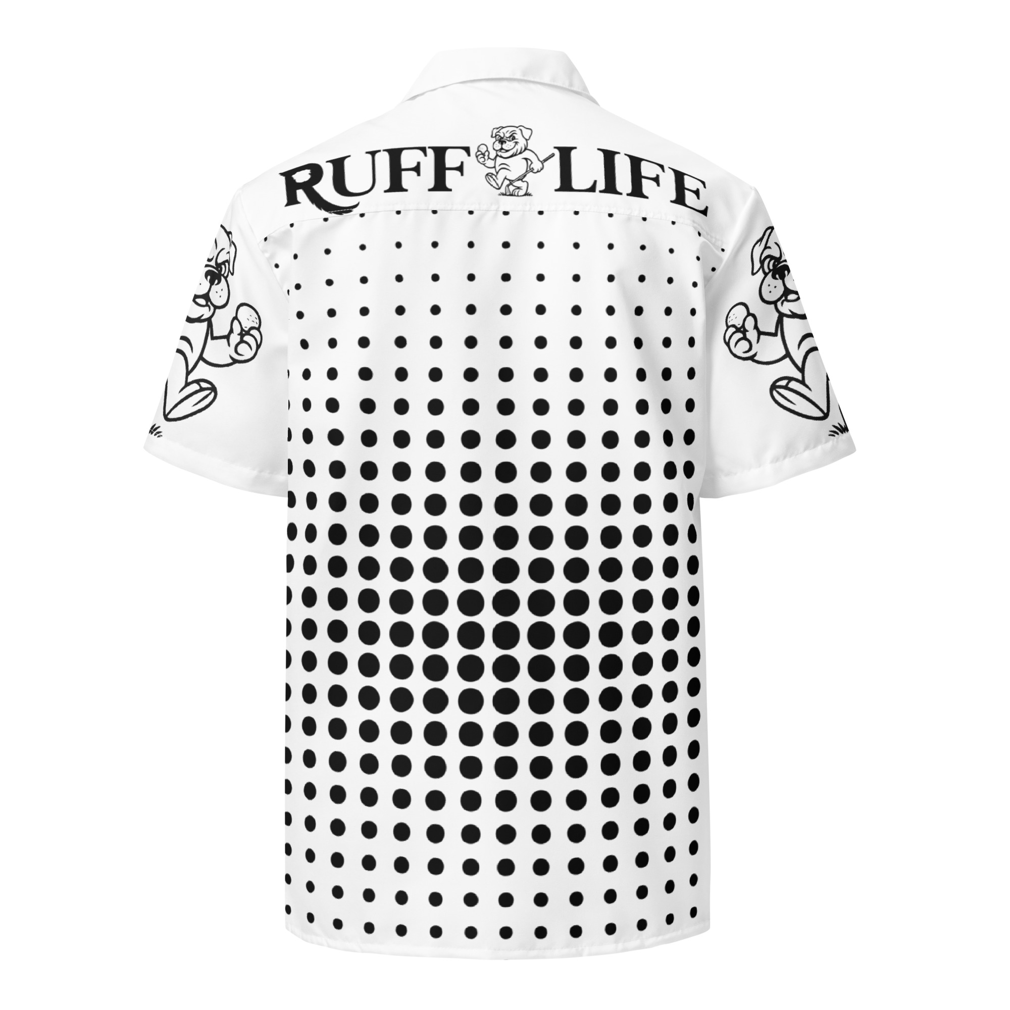 Ruff Life "Fade" Black on White Button Up Golf Shirt