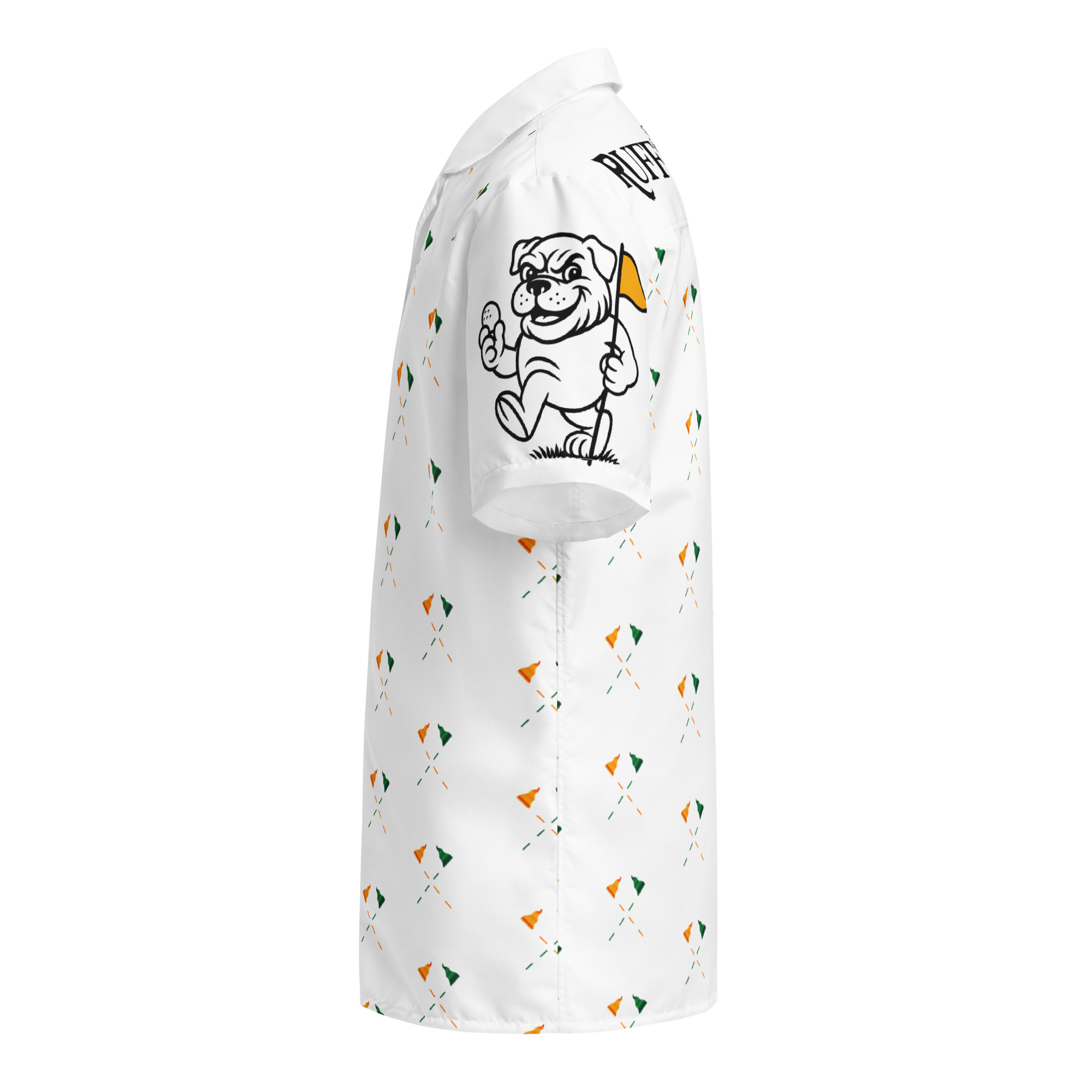 Ruff Life's "Pull the Pin" Golf Shirt (Green and Orange)