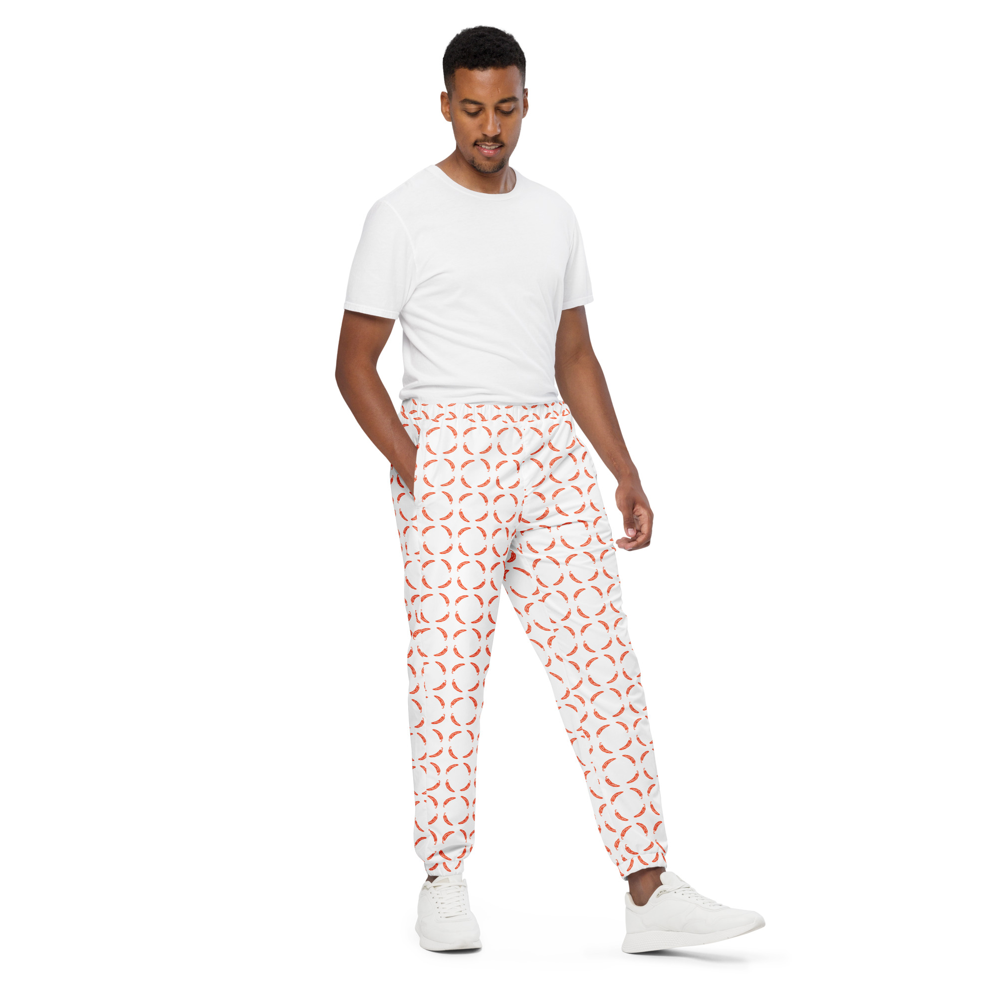 Ruff Life "Chili Dipper" Orange on White Unisex golf pants