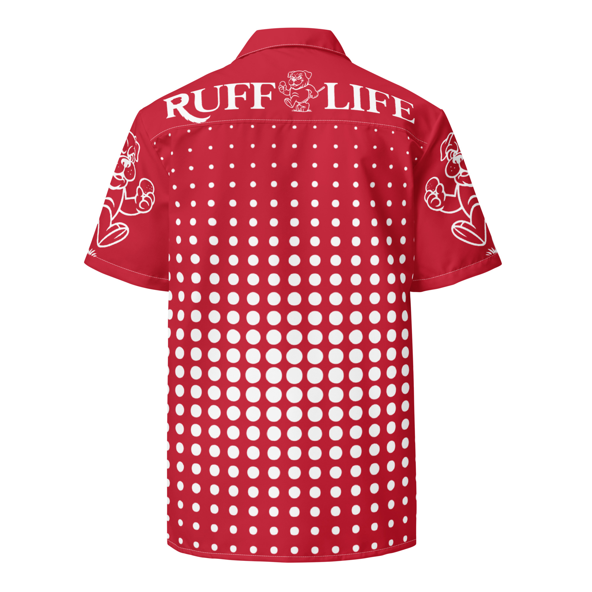 Ruff Life's "Fade" White on Red Button Up Golf Shirt