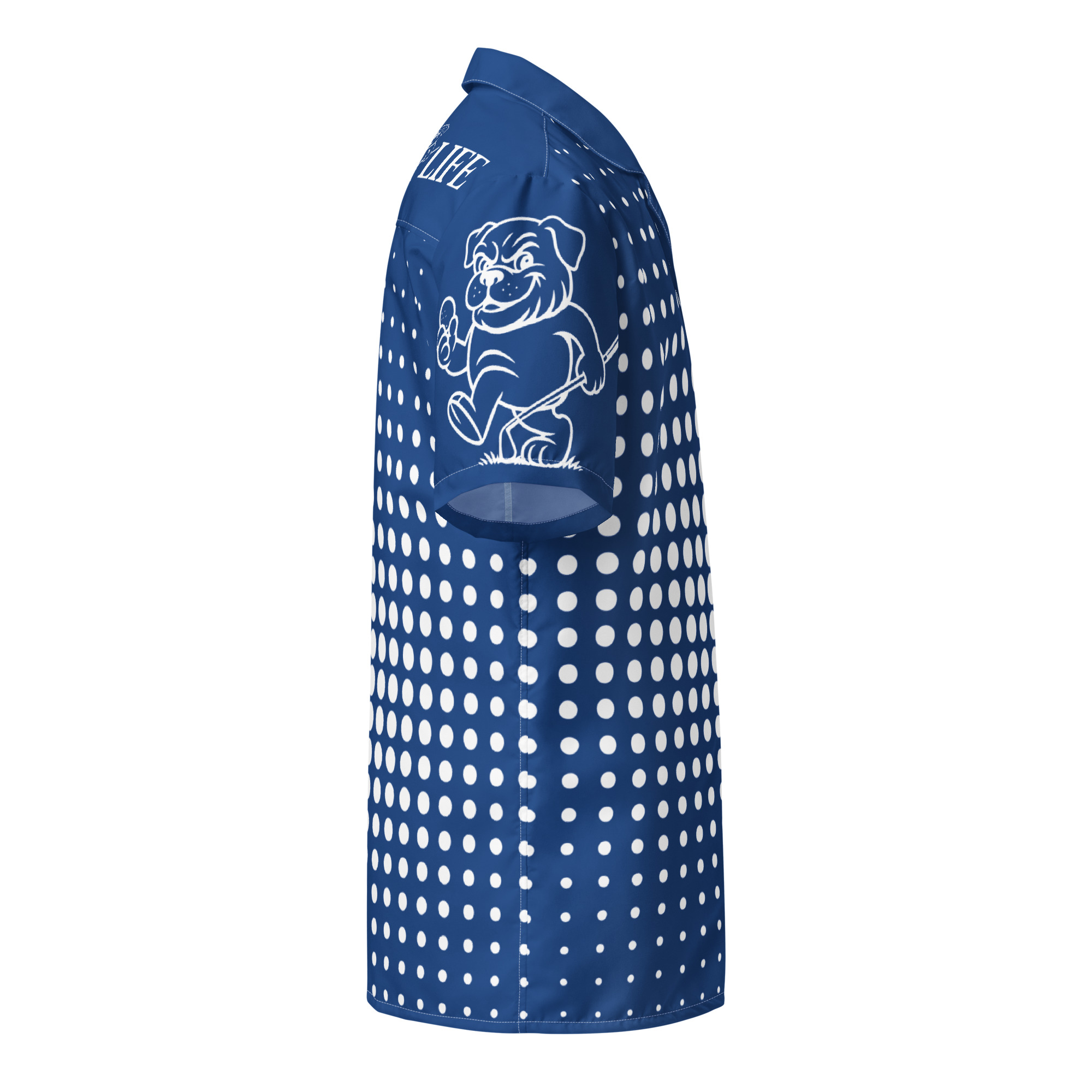 Ruff Life's "Fade" White on Blue Button Up Golf Shirt