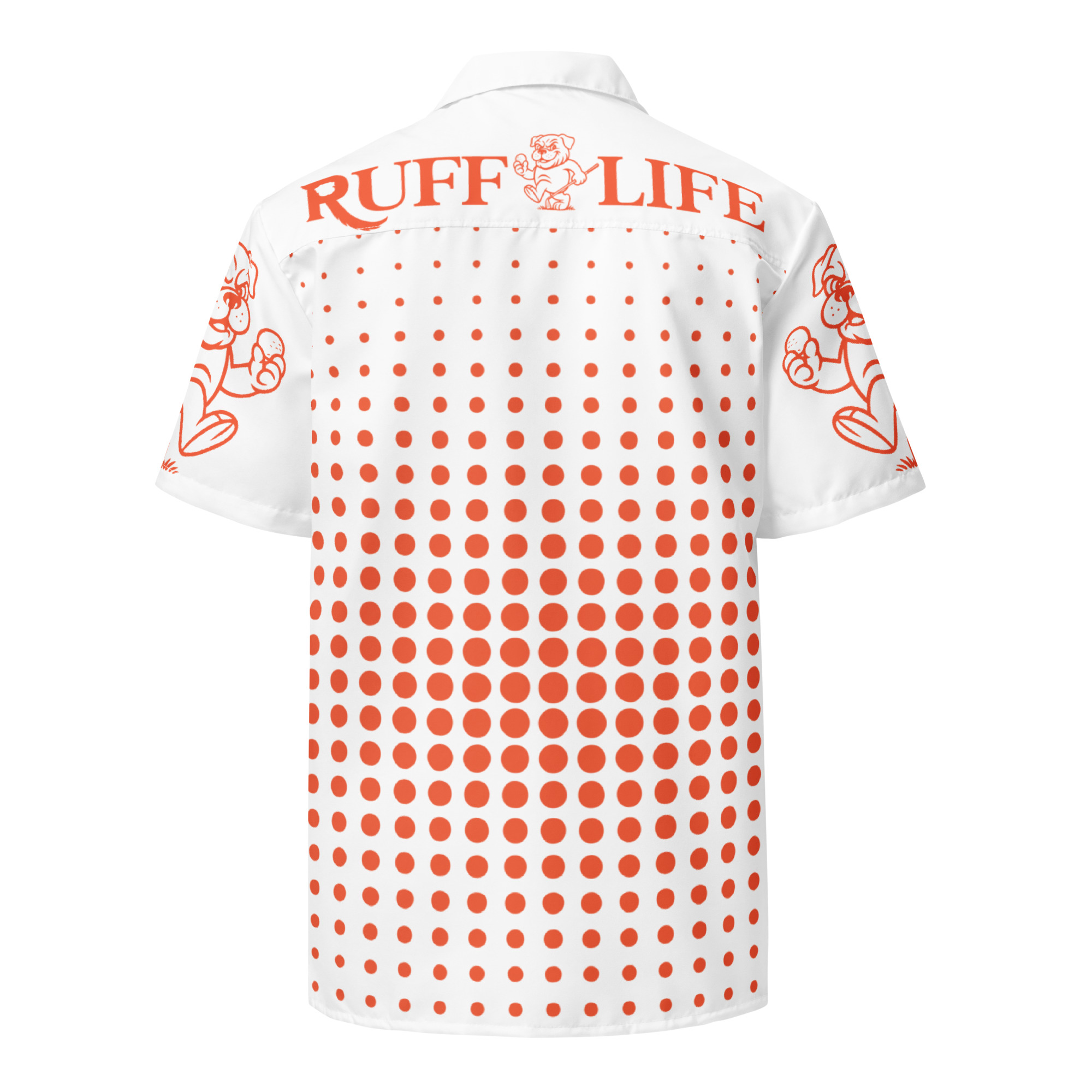 Ruff Life "Fade" Orange on White Button Up Golf Shirt