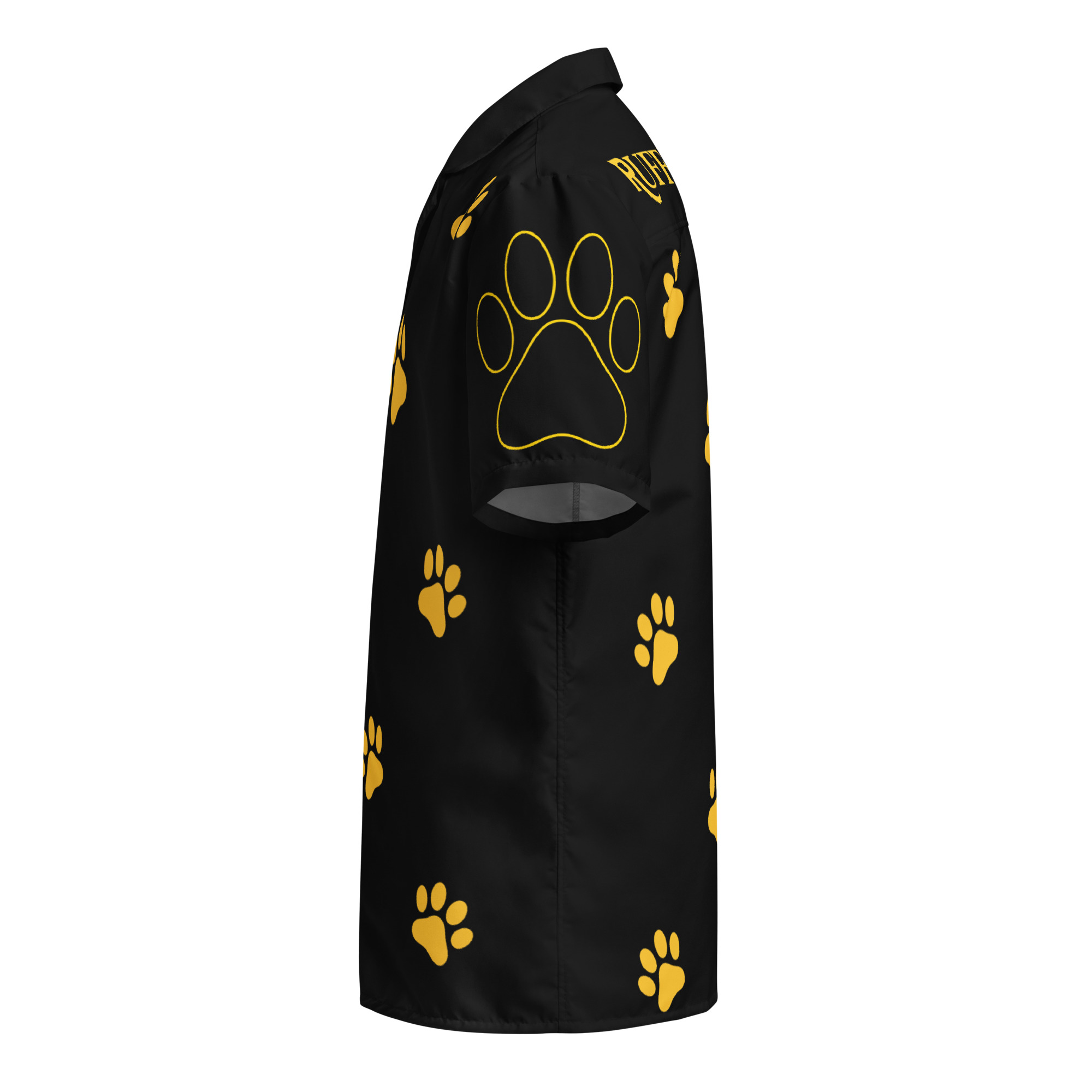 Ruff Life's "Footwork" Golf Shirt (Gold on Black)