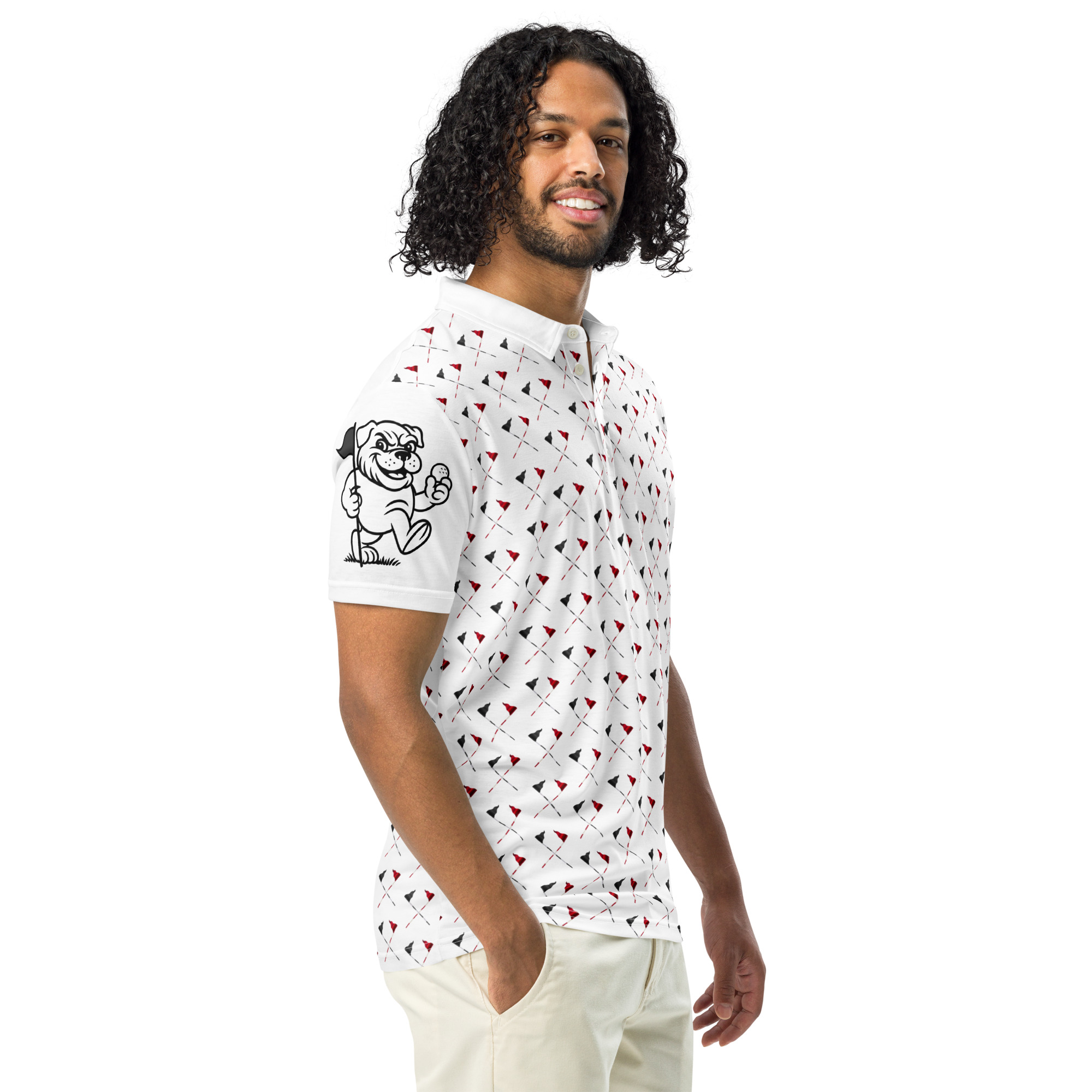 Ruff Life's "Pull the Pin" Golf Polo (Black and Red)