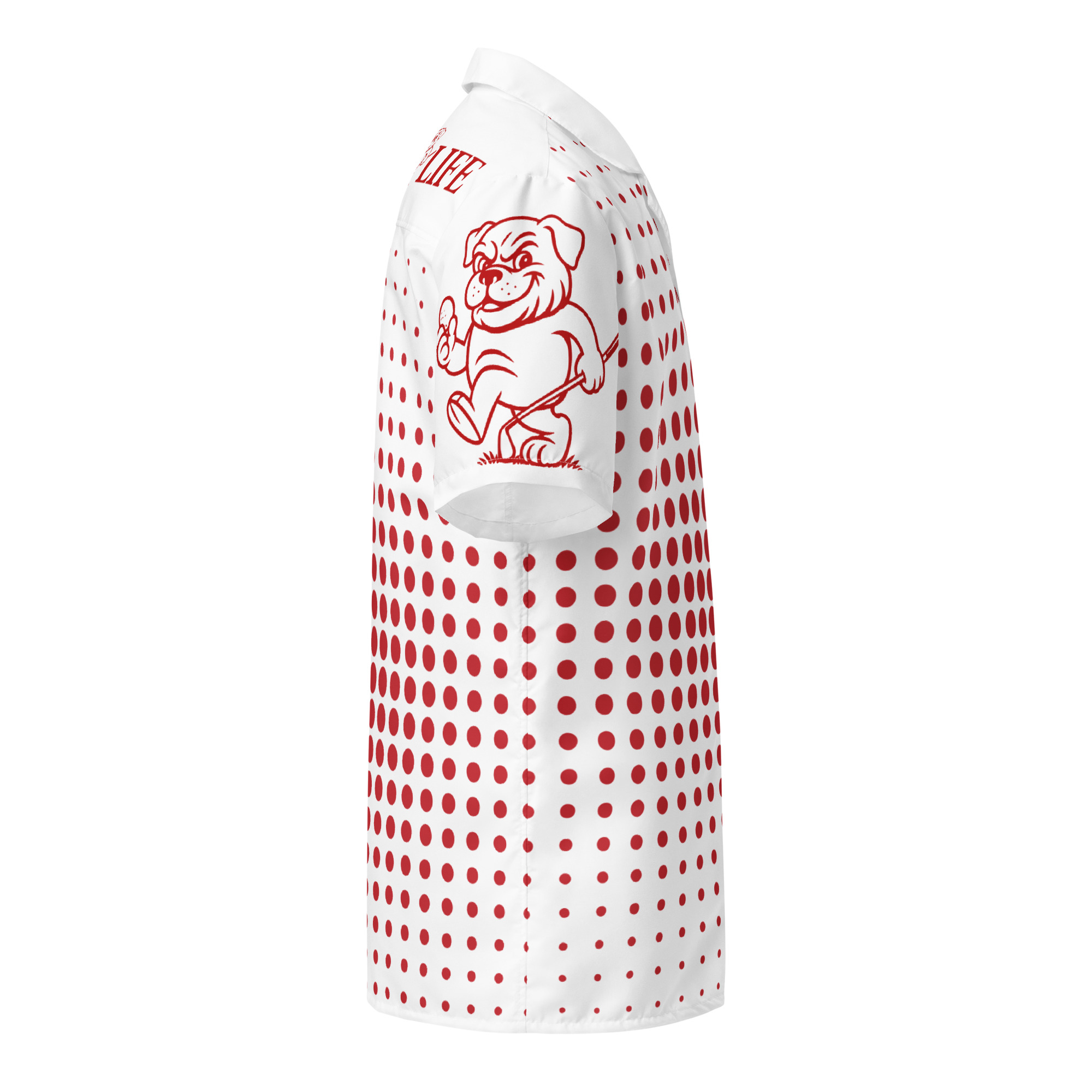 Ruff Life "Fade" Red on White Button Up Golf Shirt