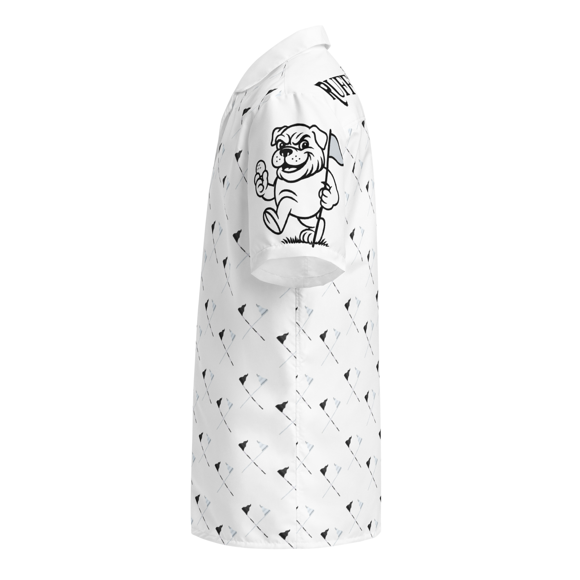 Ruff Life's "Pull the Pin" Golf Shirt (Black and Silver)