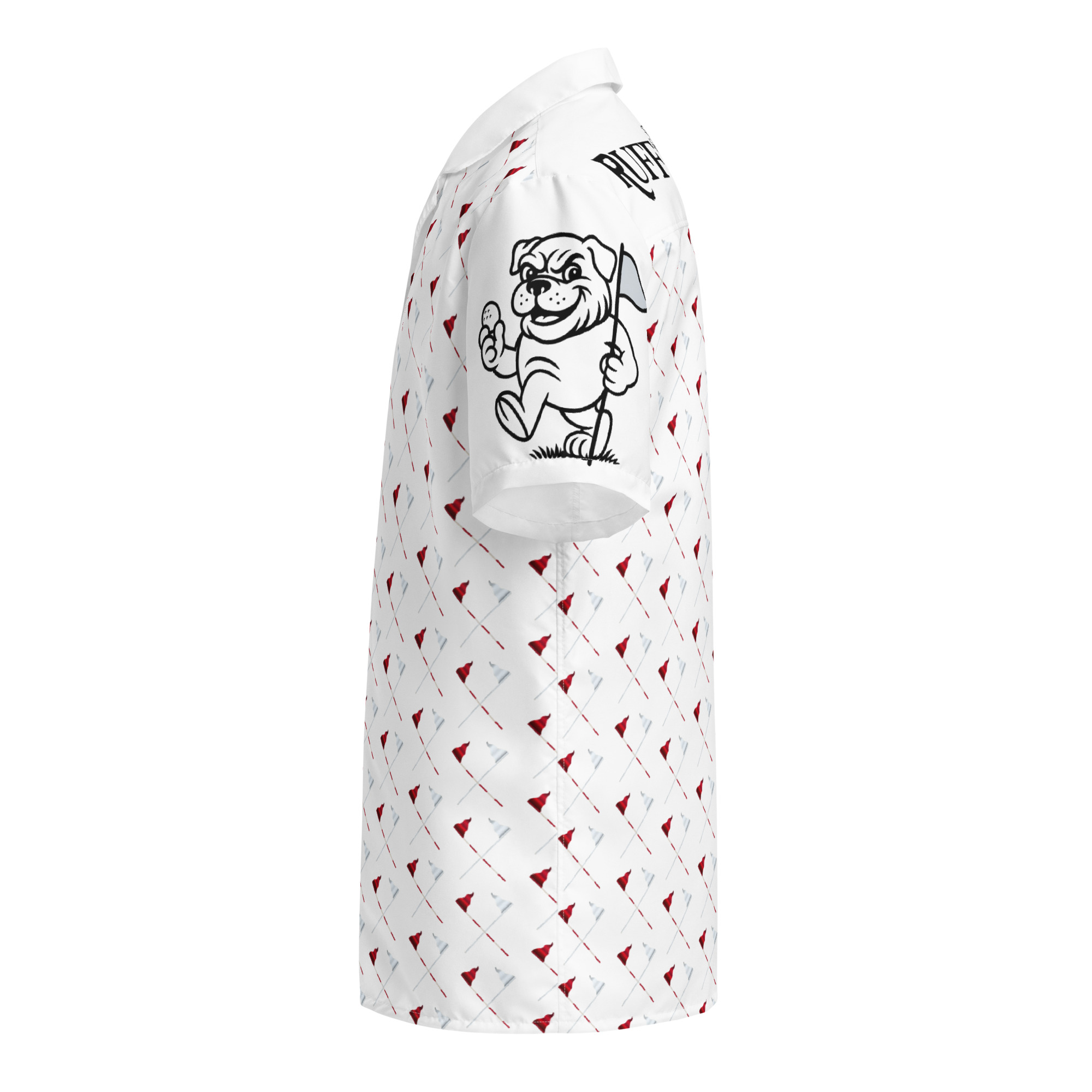 Ruff Life's "Pull the Pin" Golf Shirt (Red and Silver)