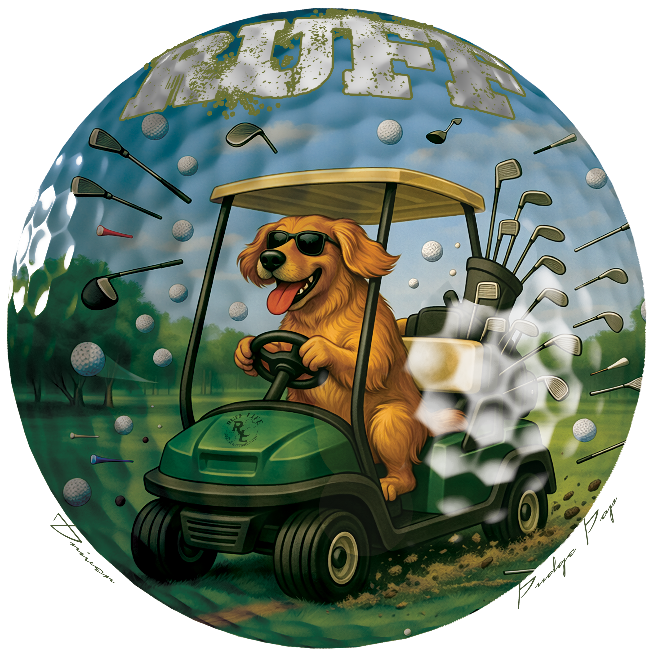 Ruff Life's "Driver" Golden Retriever Golf Tee