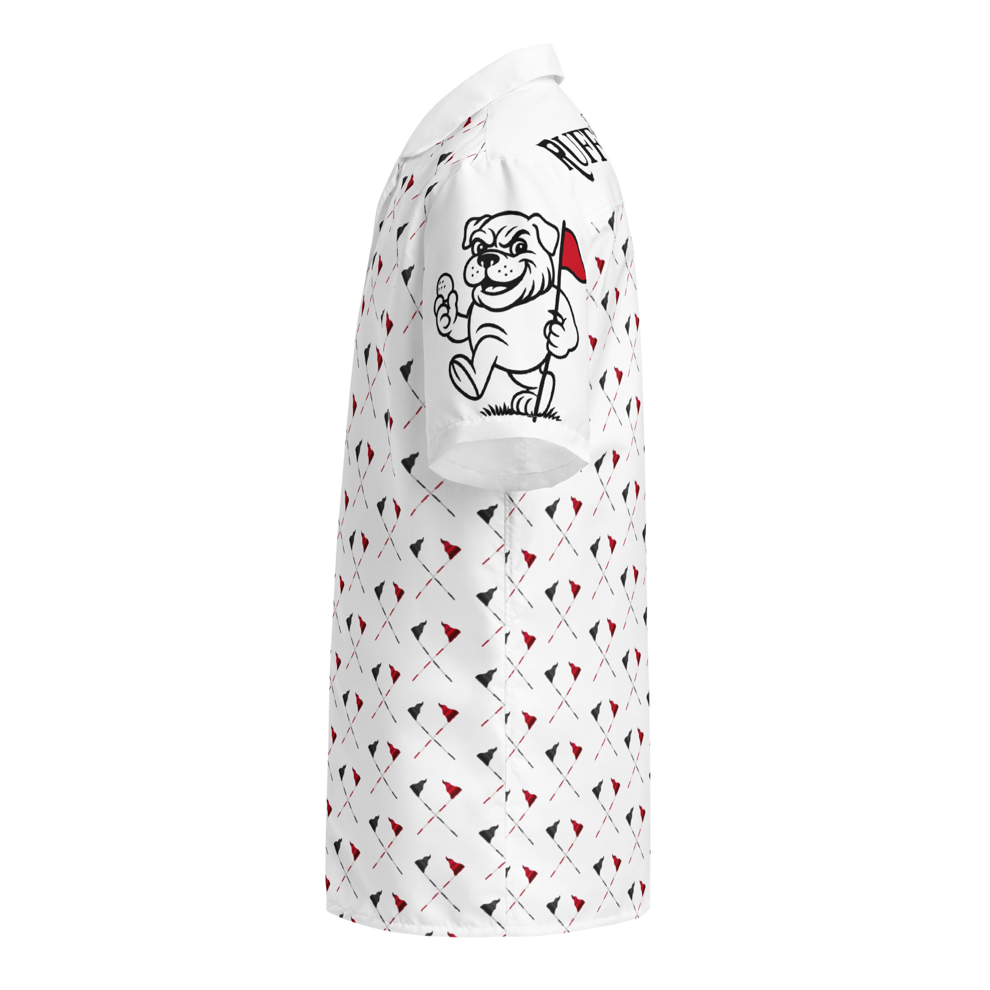 Ruff Life's "Pull the Pin" Golf Shirt (Black and Red)