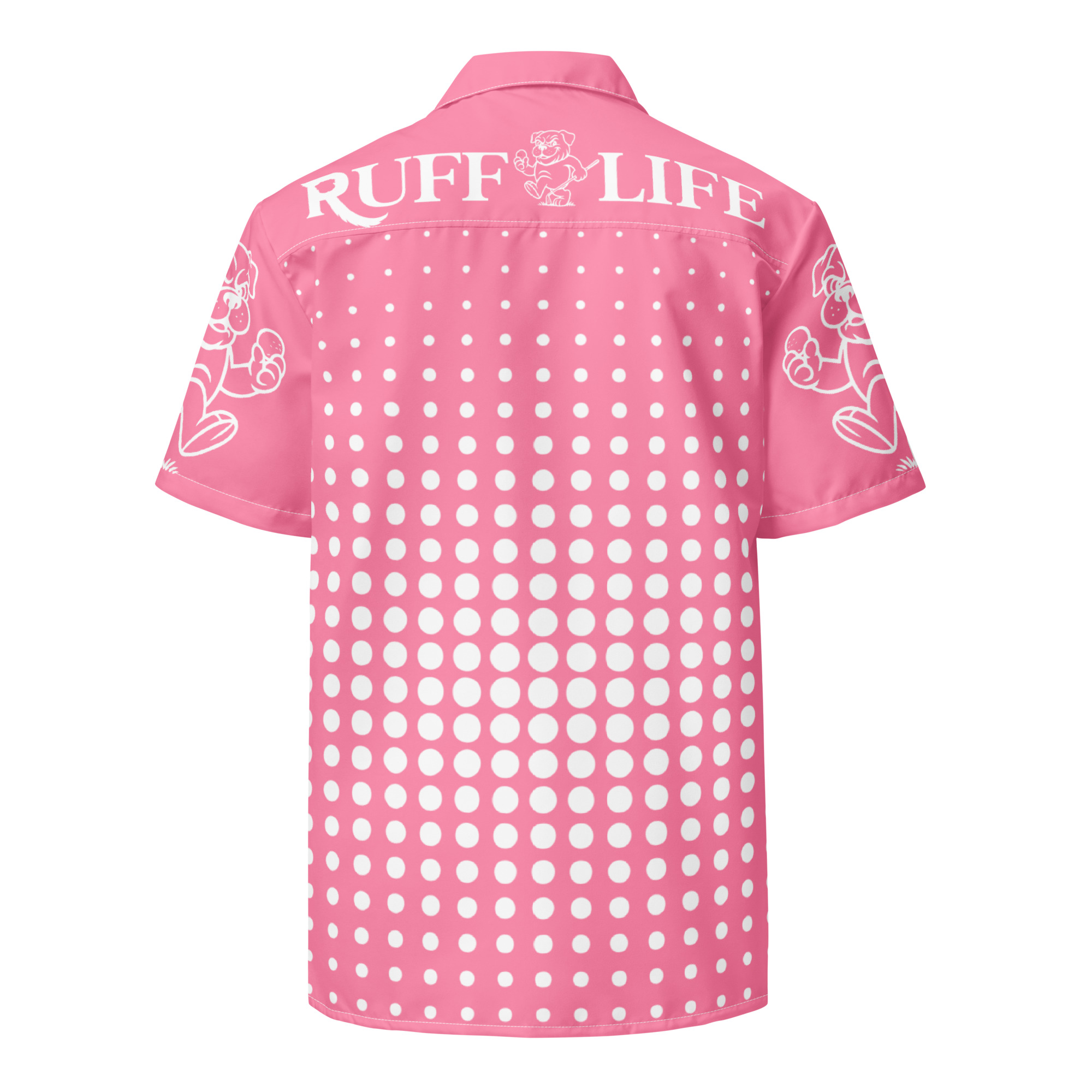 Ruff Life's "Fade" White on Pink Button Up Golf Shirt