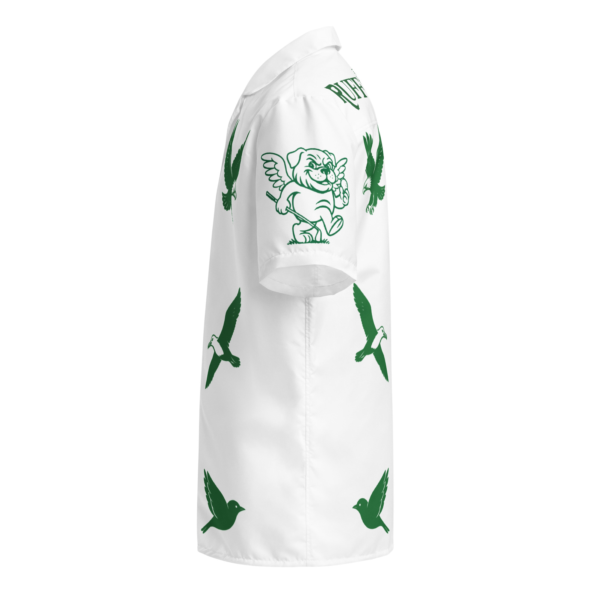 Ruff Life's "Chasing Birdies" Golf Shirt (Green on White)