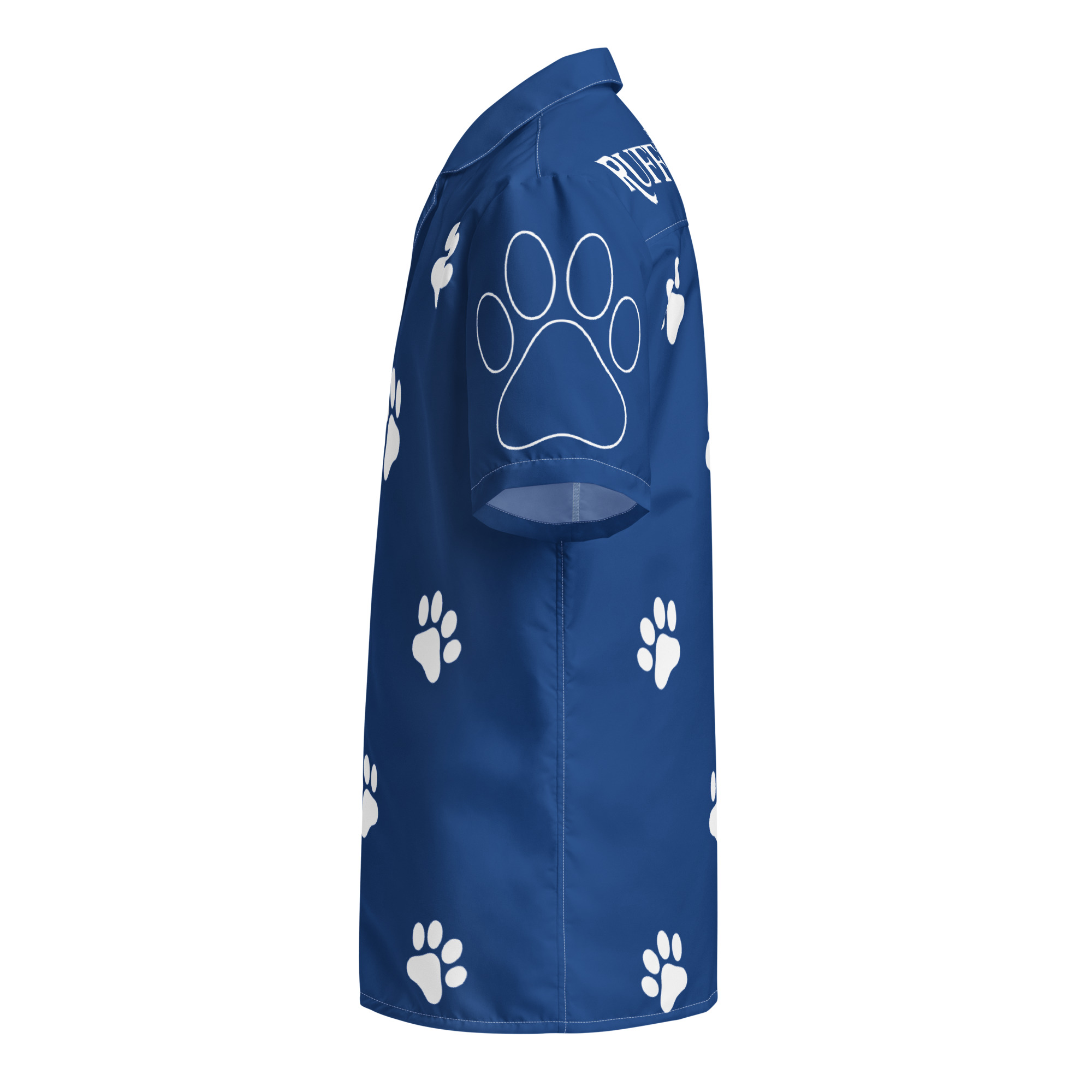 Ruff Life's "Footwork" Golf Shirt (White on Blue)