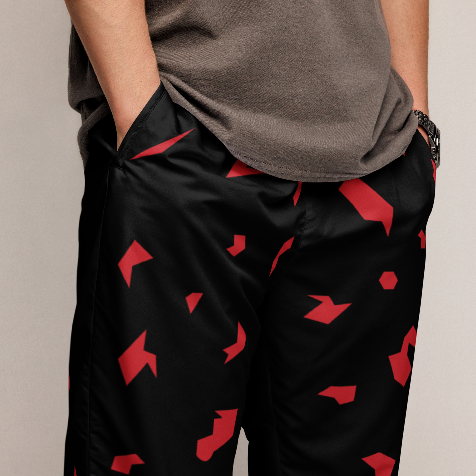 Ruff Life "Slice" Red on Black Unisex track pants