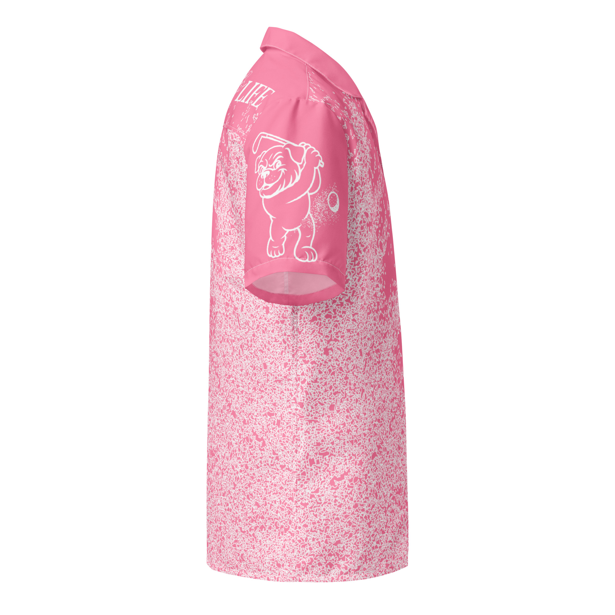 Ruff Life's "Blast Shot" Golf Shirt (White on Pink)