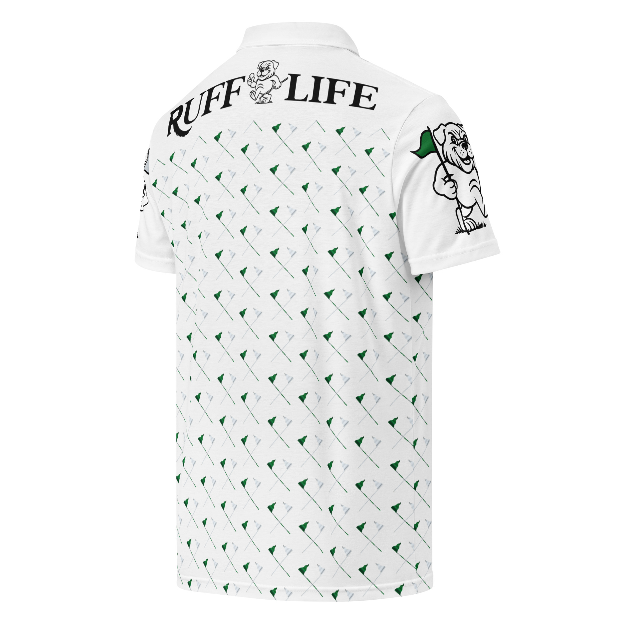 Ruff Life's "Pull the Pin" Golf Polo (Green and Silver)