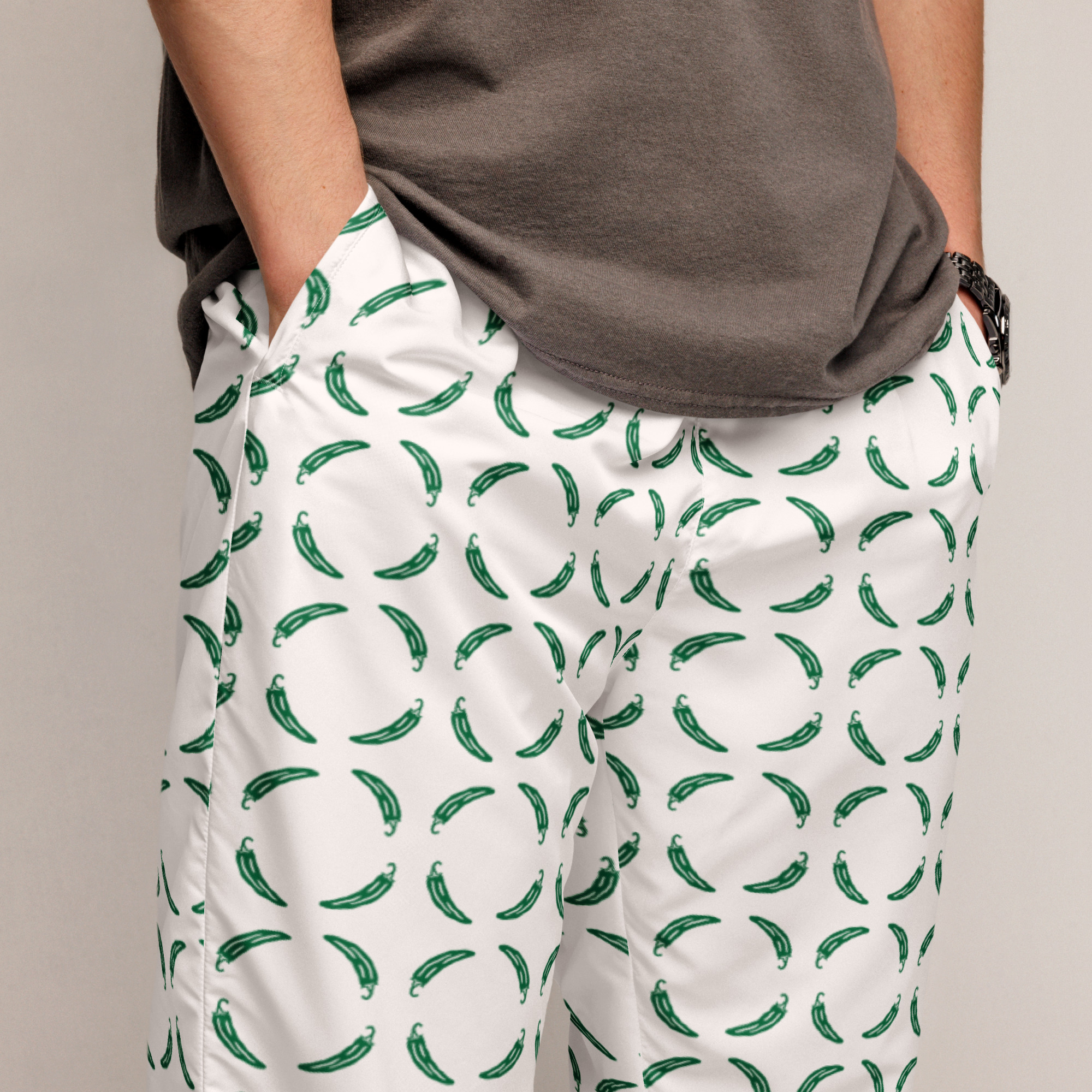 Ruff Life "Chili Dipper" Green on White Unisex golf pants