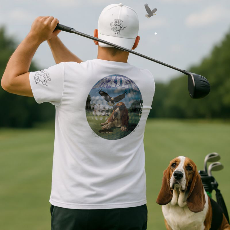 Ruff Life's "Eagle" Bassett Hound Golf T-Shirt