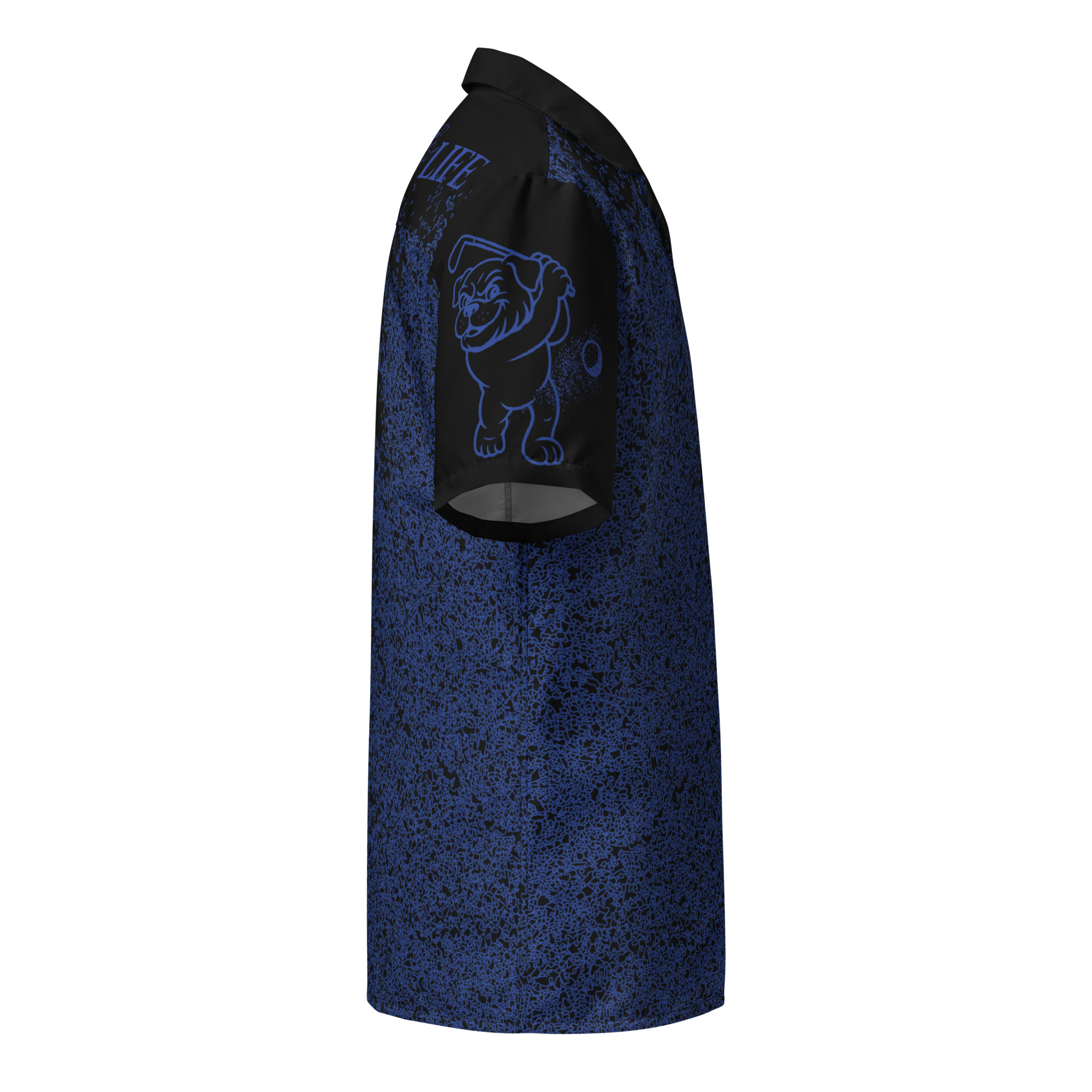 Ruff Life's "Blast Shot" Golf Shirt (Blue on Black)