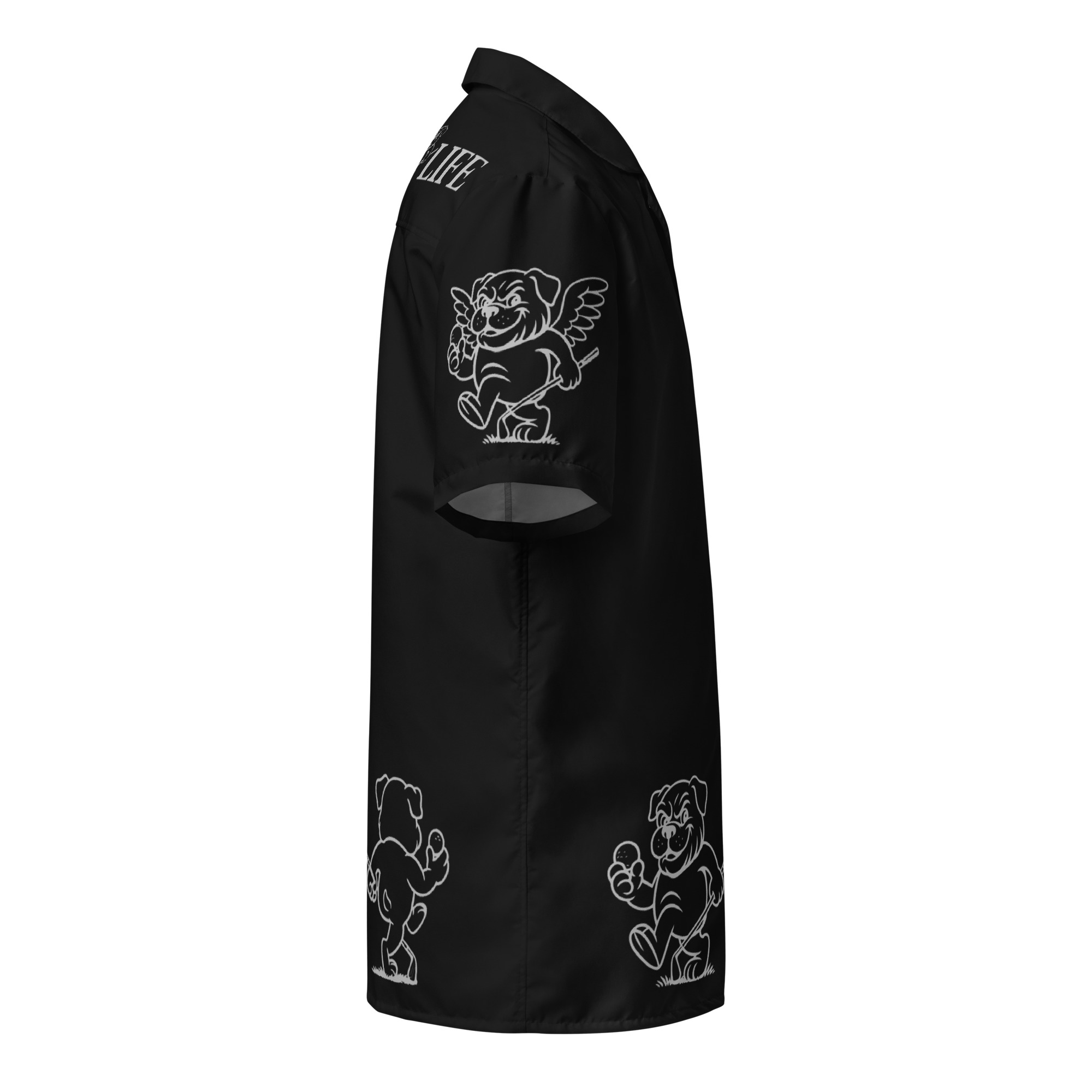 Ruff Life's "Chasing Birdies" Golf Shirt (Silver on Black)