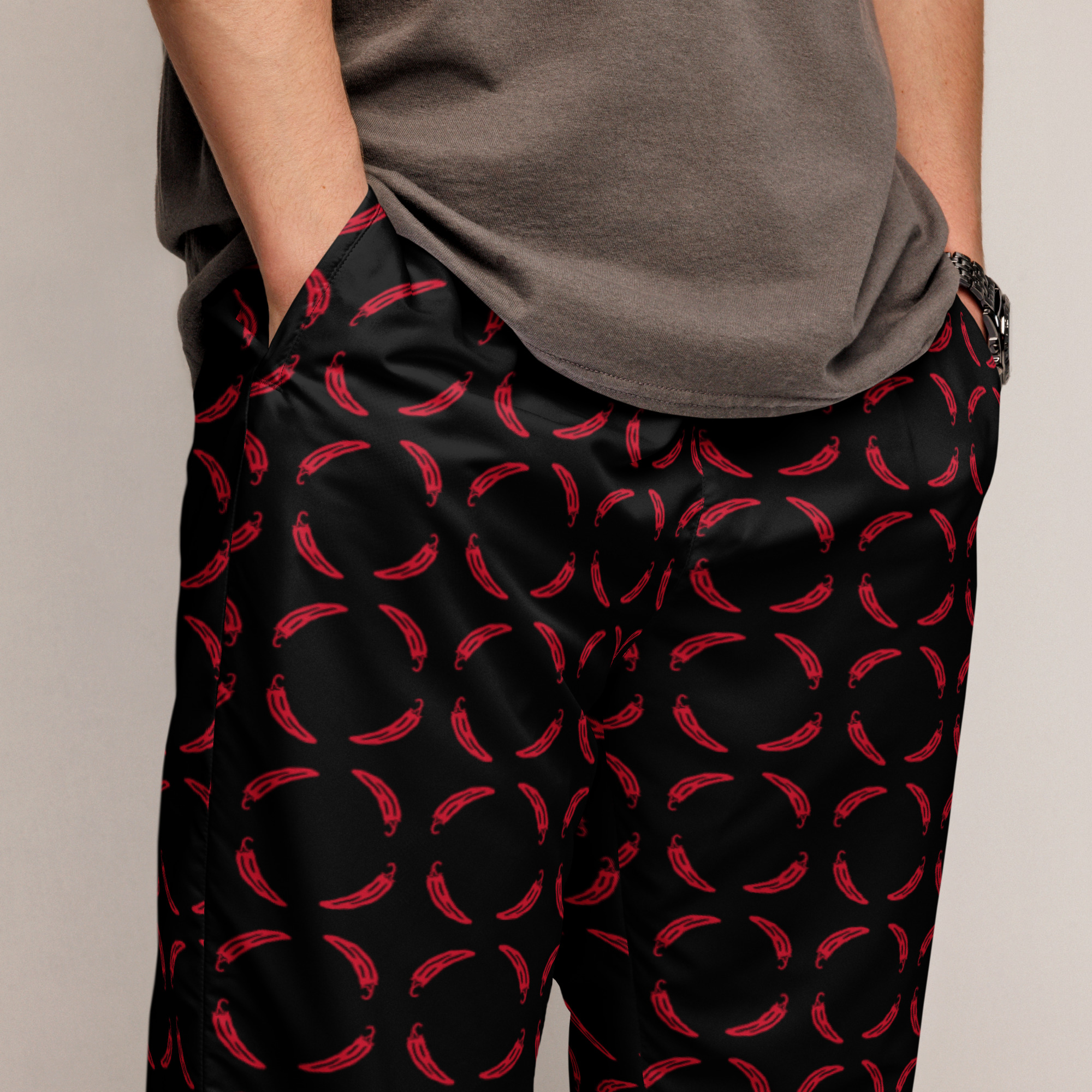 Ruff Life "Chili Dipper" Red on Black Unisex golf pants