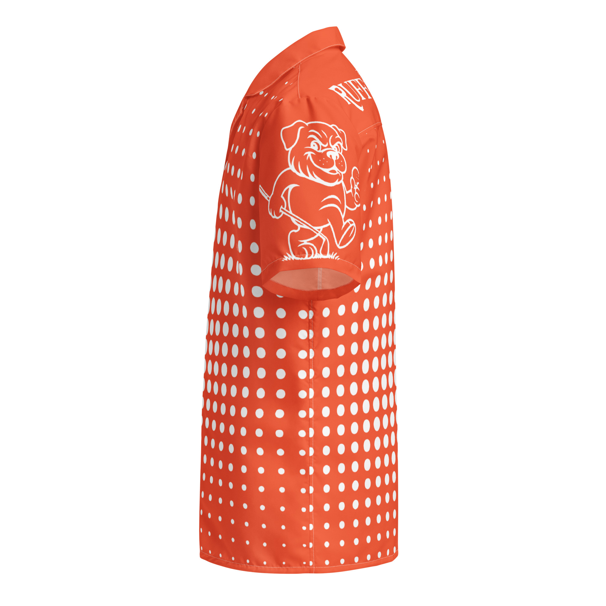 Ruff Life's "Fade" White on Orange Button Up Golf Shirt
