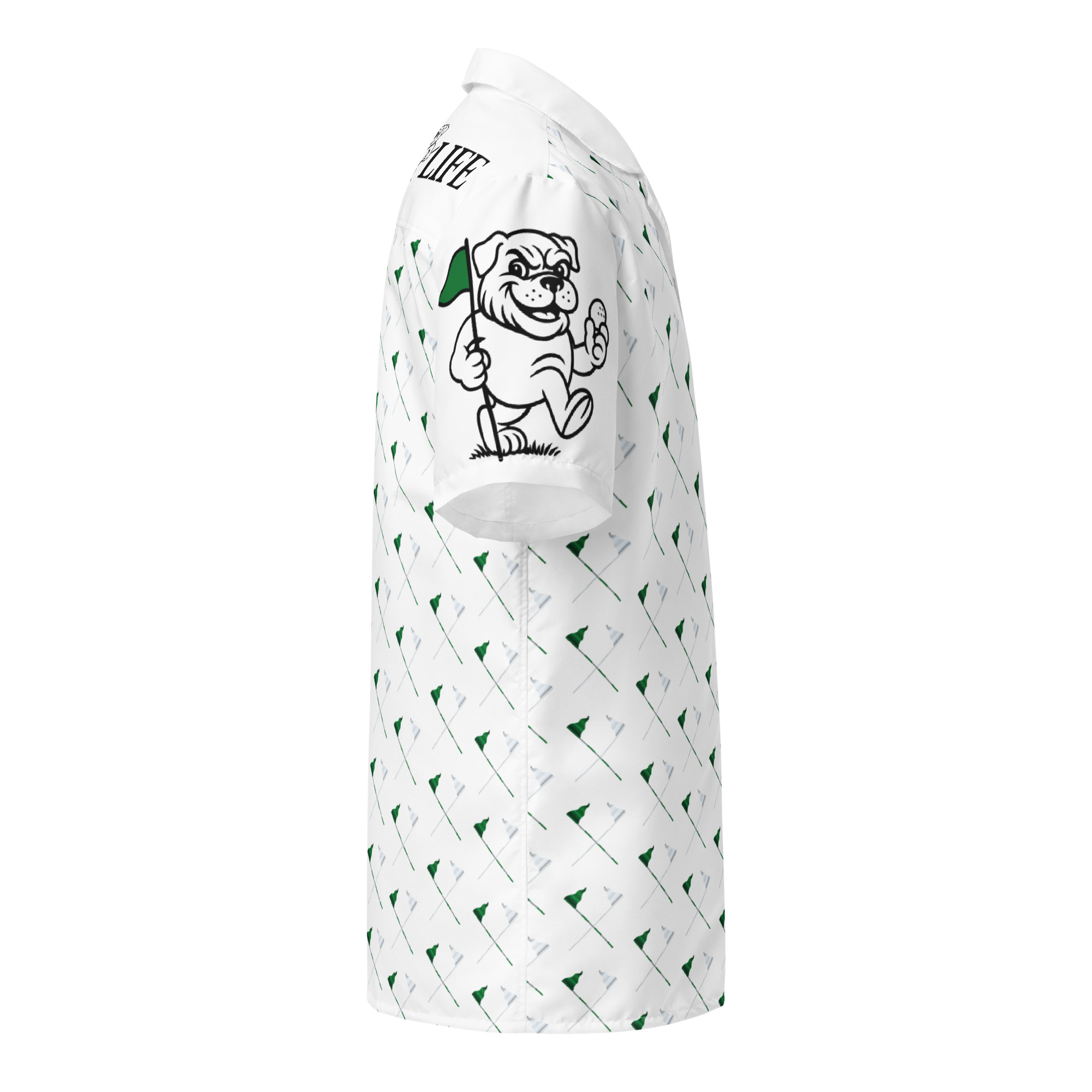 Ruff Life's "Pull the Pin" Golf Shirt (Green and Silver)