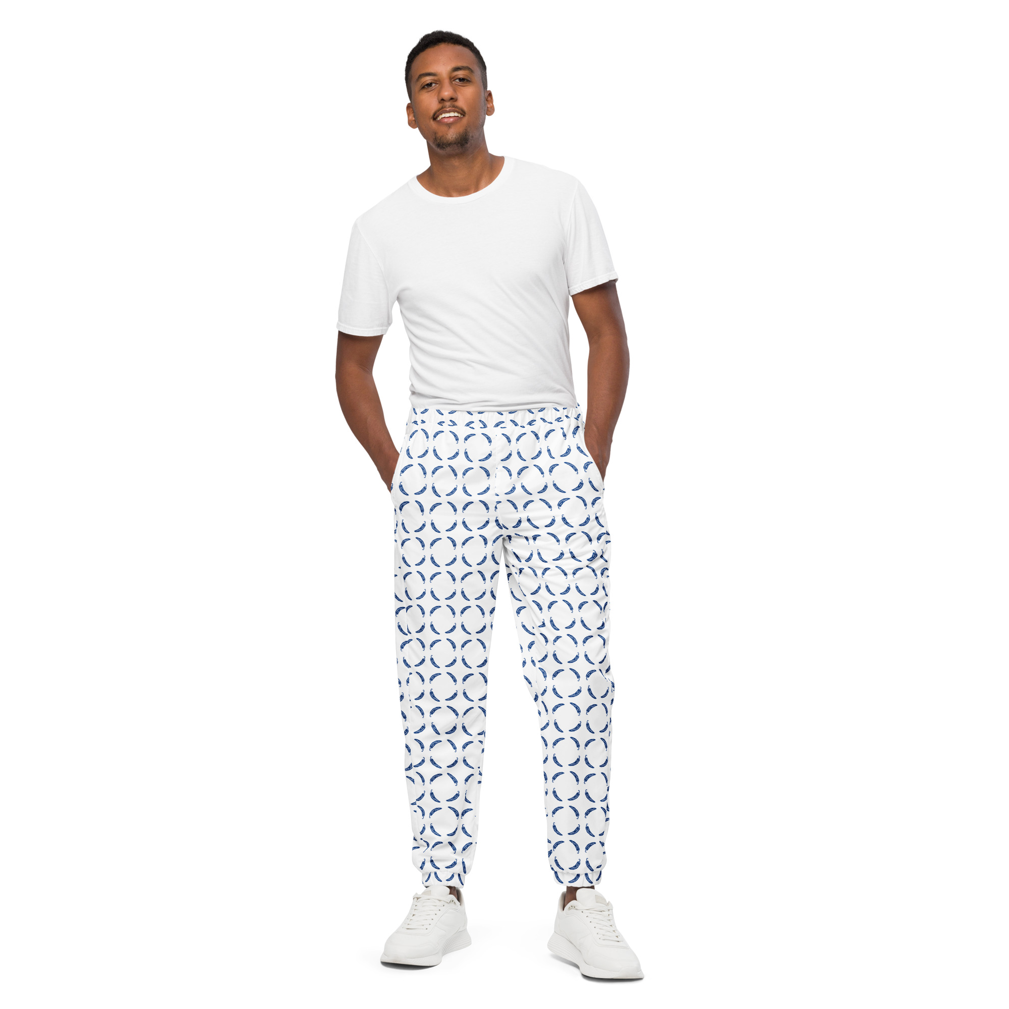 Ruff Life "Chili Dipper" Blue on White Unisex golf pants