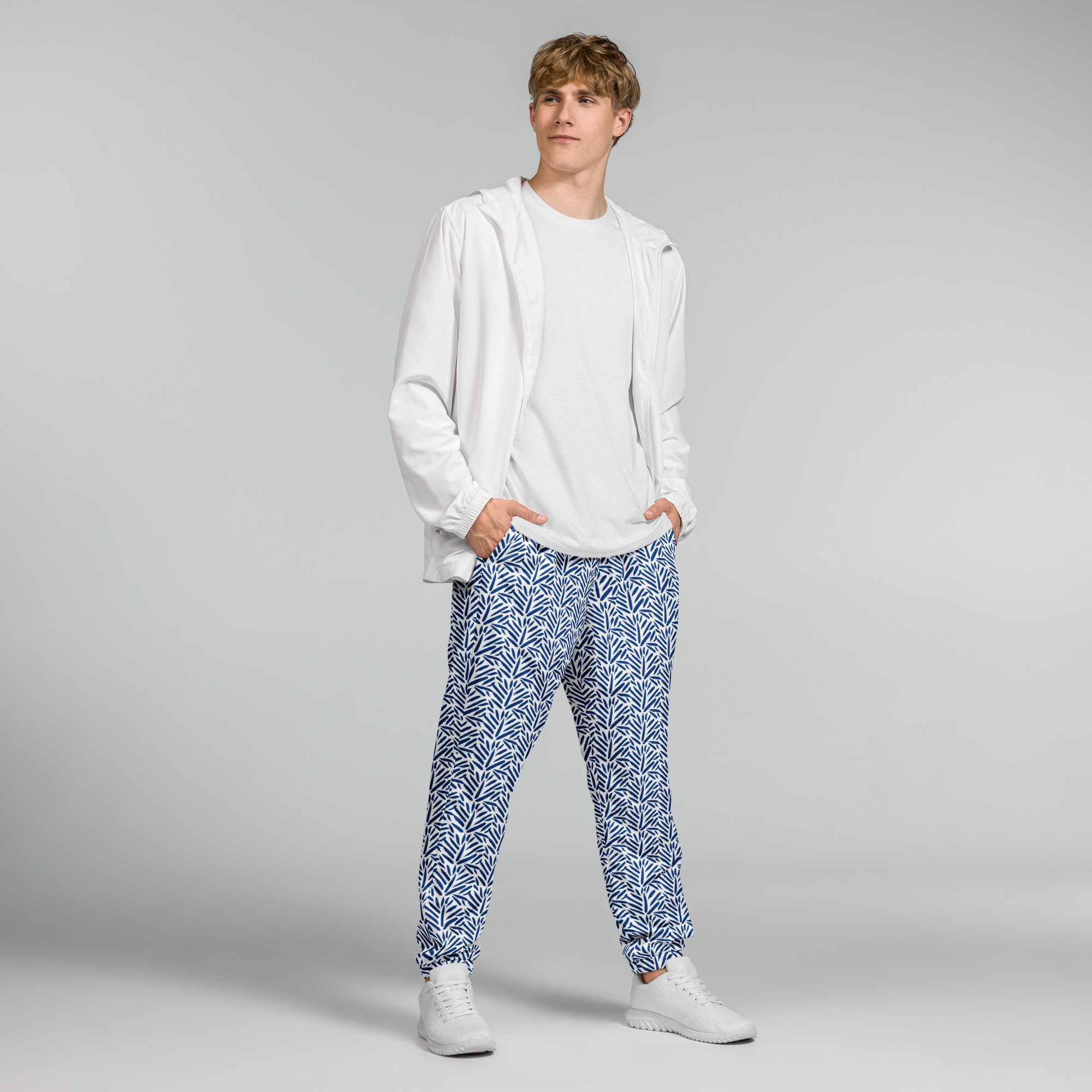 Ruff Life's "Cabbage" Athletic Golf Pants (Blue on White)