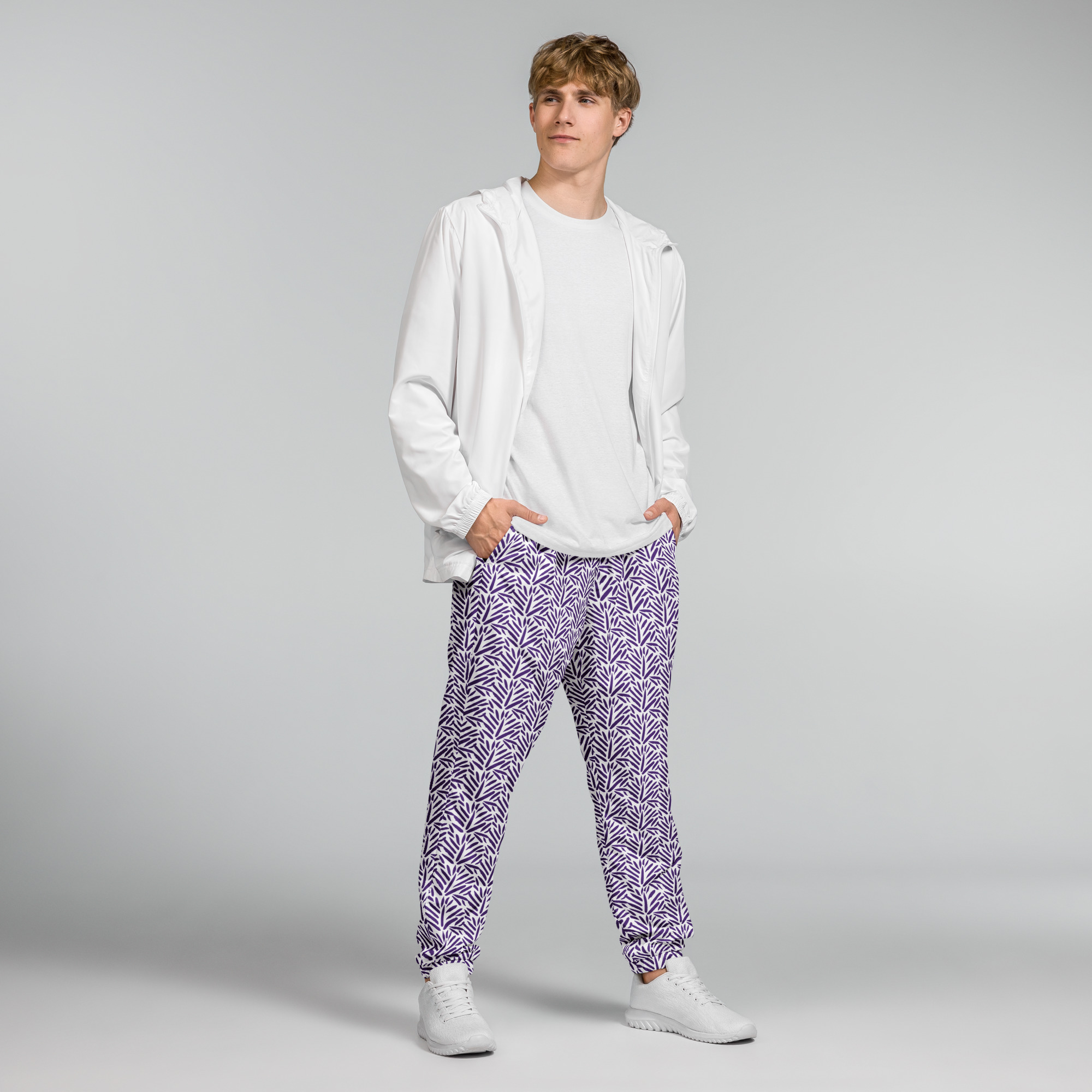 Ruff Life's "Cabbage" Athletic Golf Pants (Purple on White)