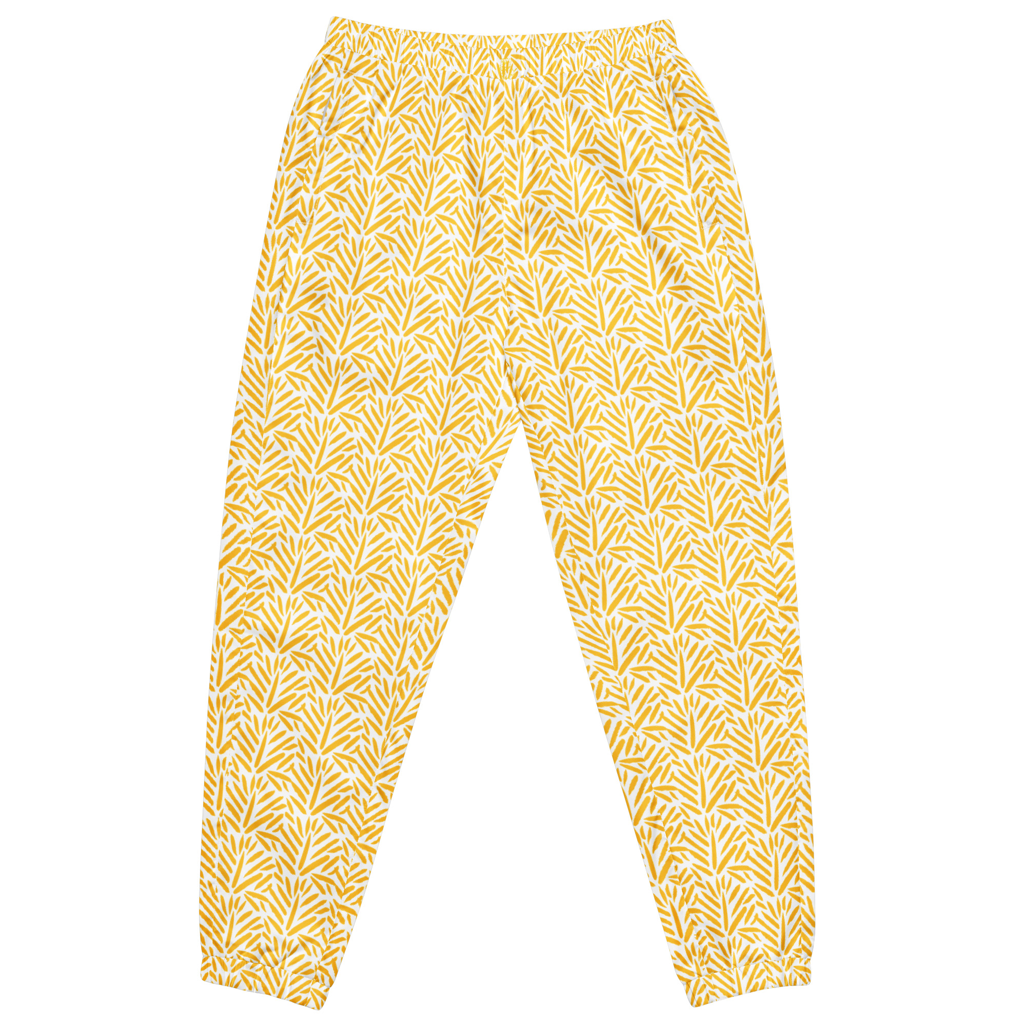 Ruff Life's "Cabbage" Athletic Golf Pants (Gold on White)