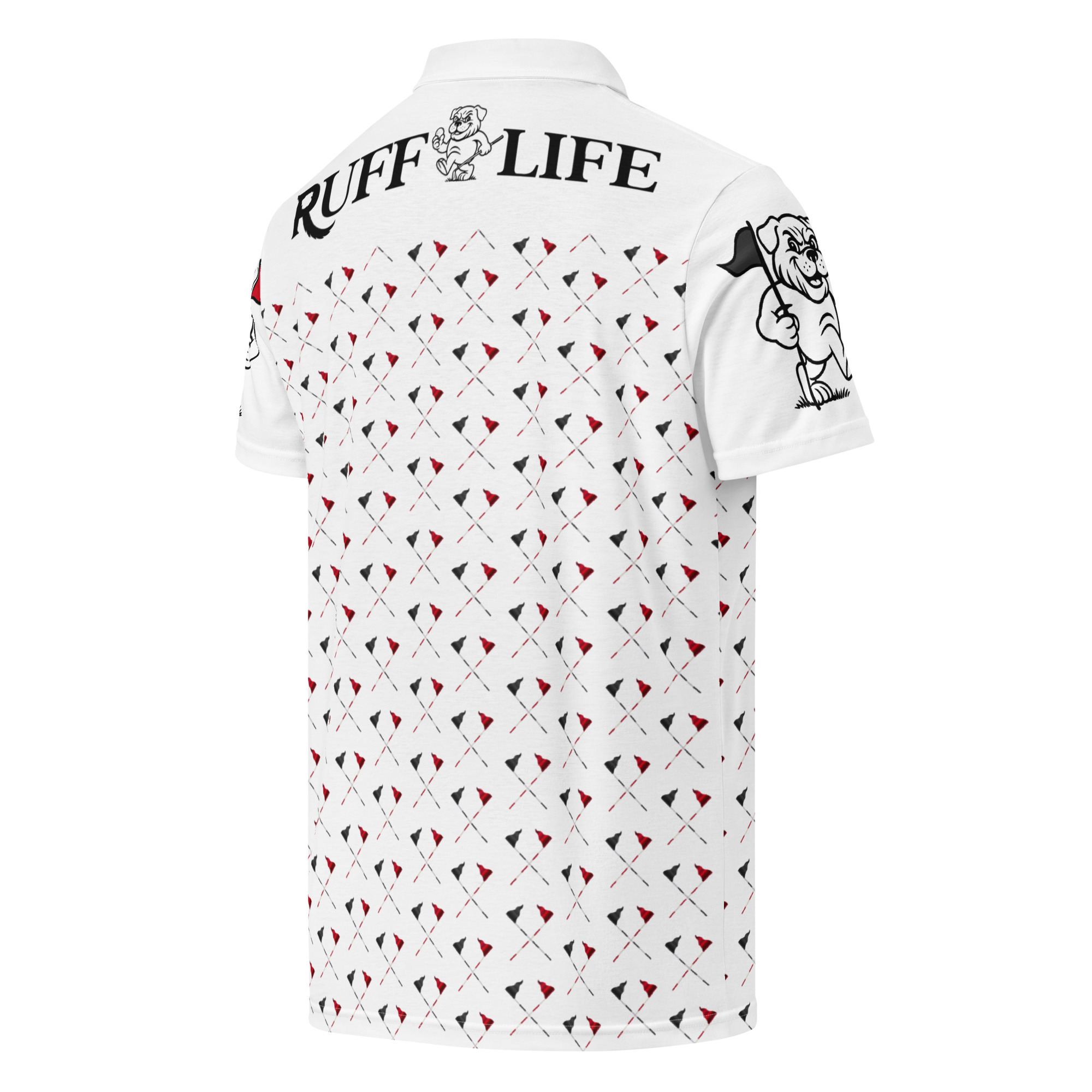 Ruff Life's "Pull the Pin" Golf Polo (Black and Red)