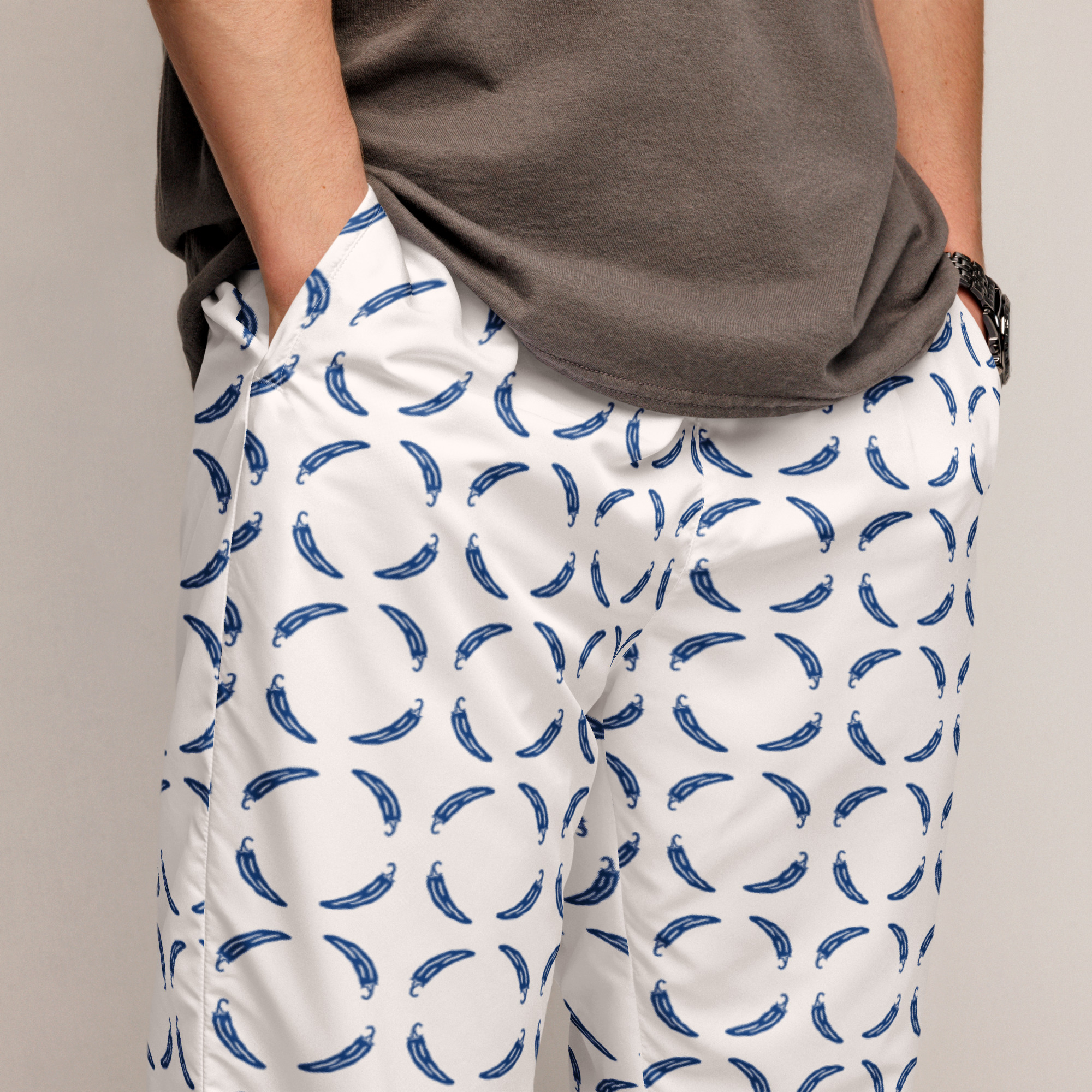 Ruff Life "Chili Dipper" Blue on White Unisex golf pants