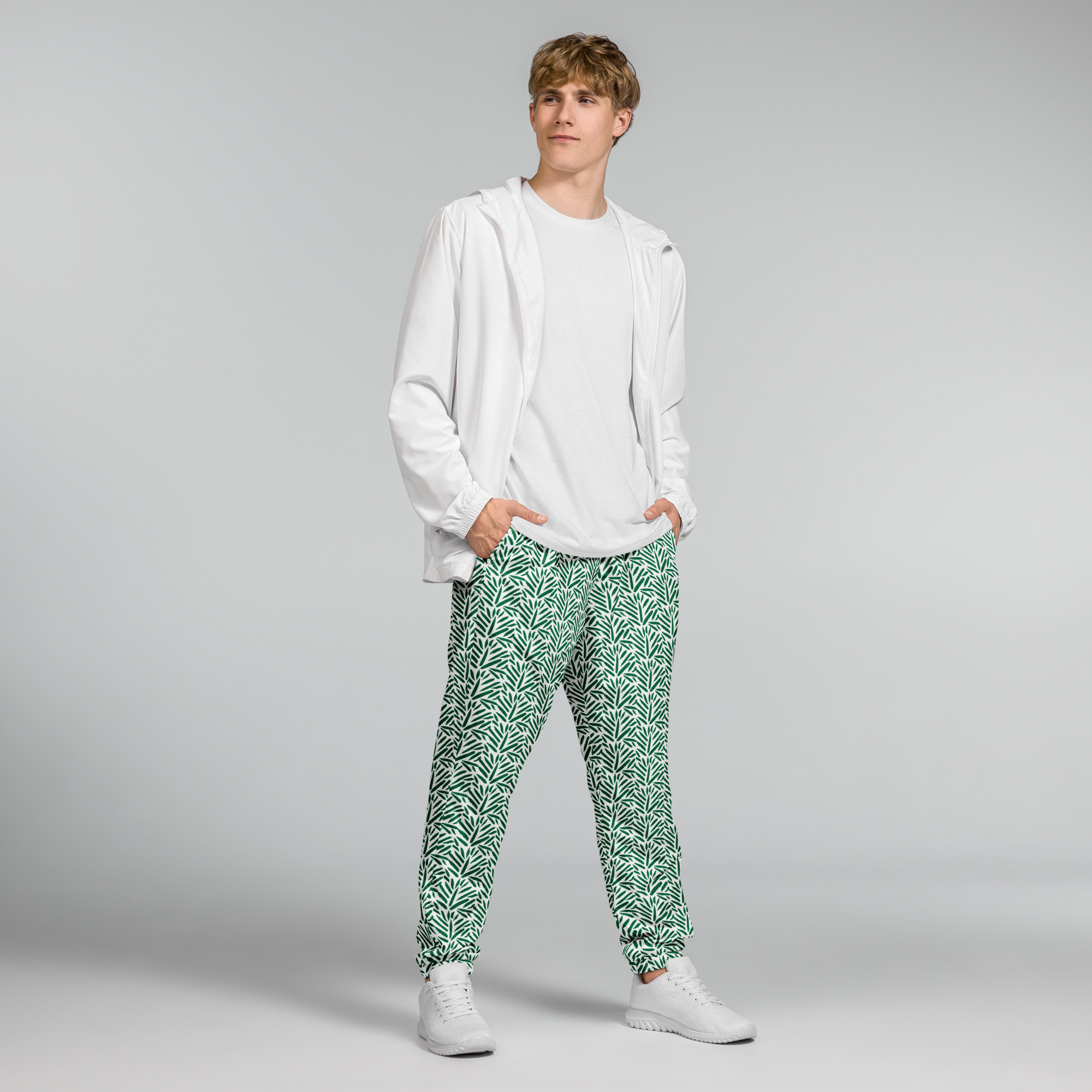 Ruff Life's "Cabbage" Athletic Golf Pants (Green on White)