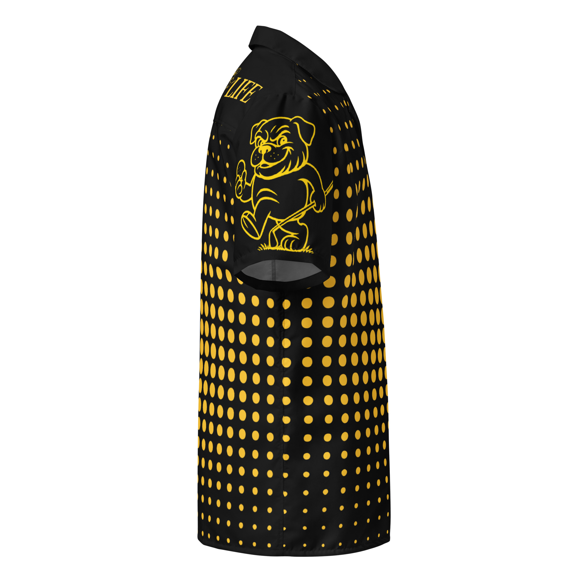 Ruff Life "Fade" Gold on Black Button Up Golf Shirt